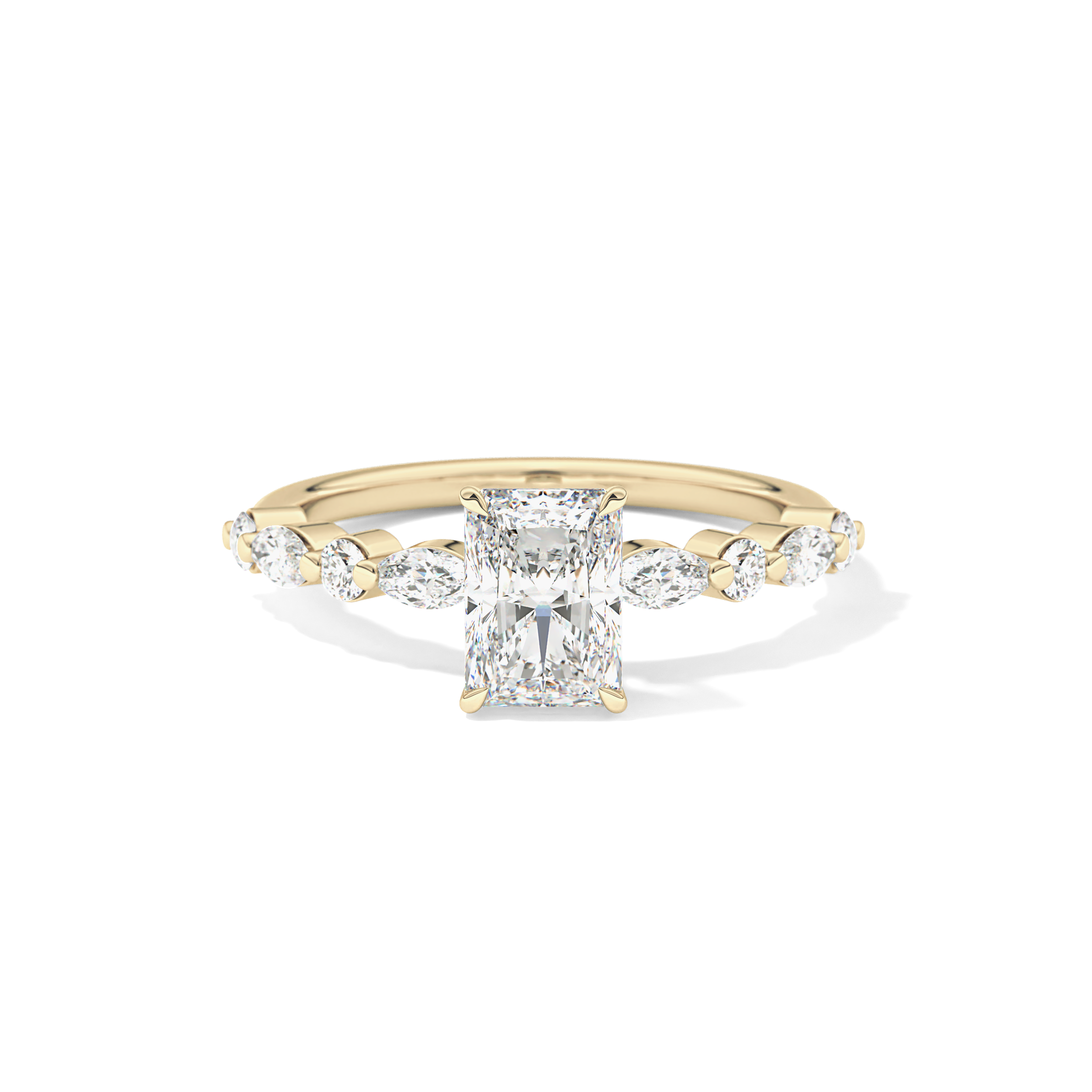 Radiant Cut 1.21 Carat Moissanite Ring – Pave Setting in Gold