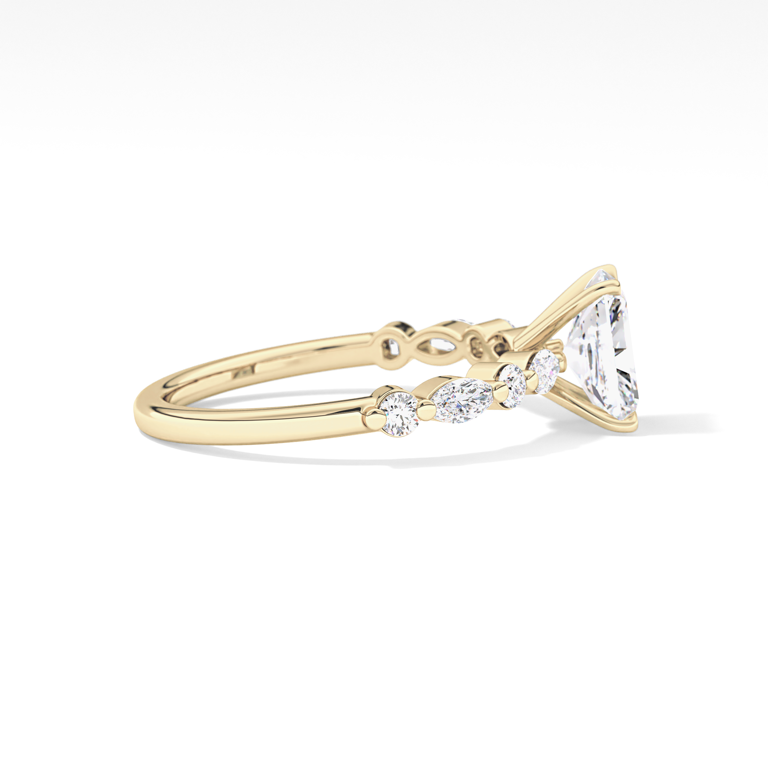 Radiant Cut 1.21 Carat Moissanite Ring – Pave Setting in Gold