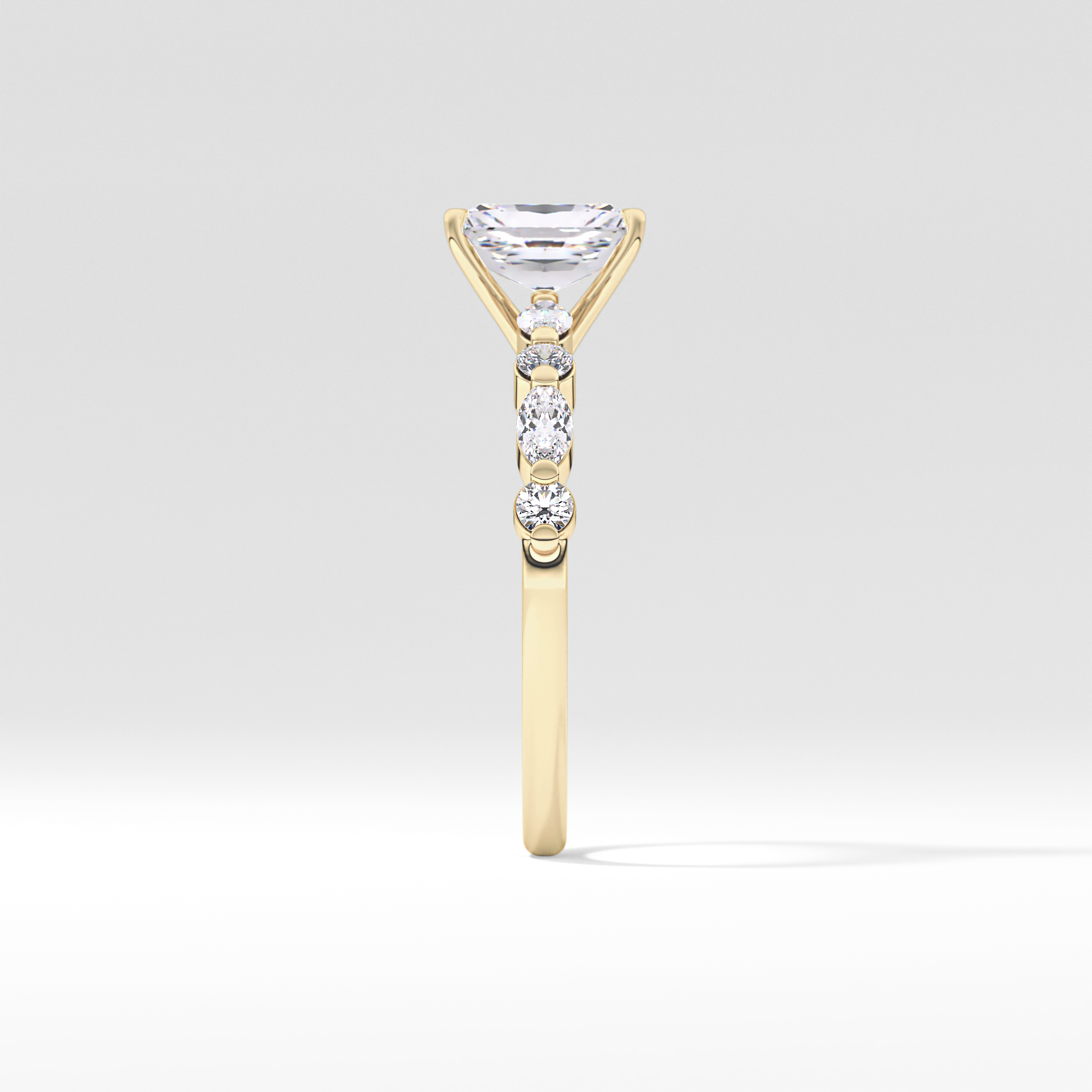 Radiant Cut 1.21 Carat Moissanite Ring – Pave Setting in Gold