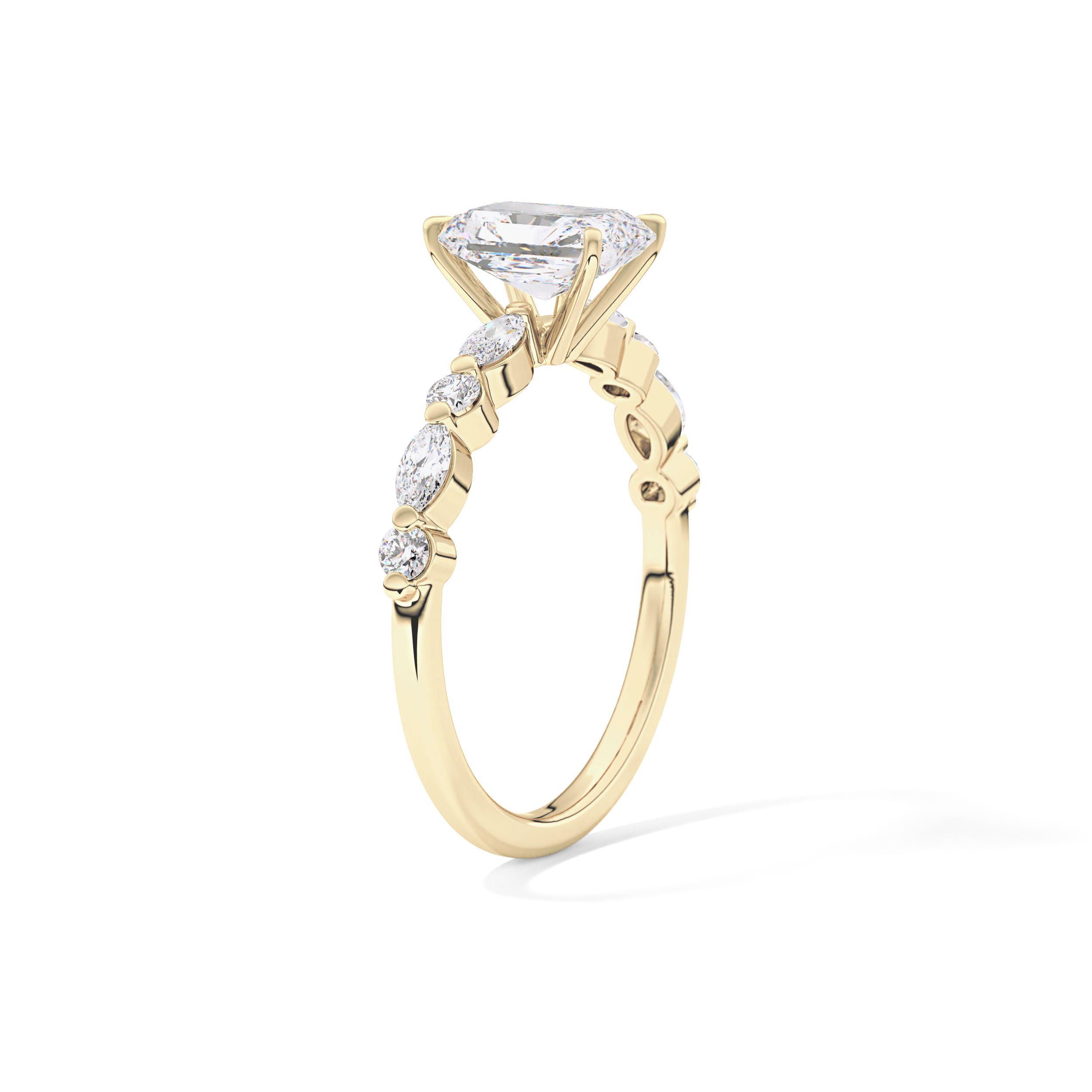 Radiant Cut 1.21 Carat Moissanite Ring – Pave Setting in Gold