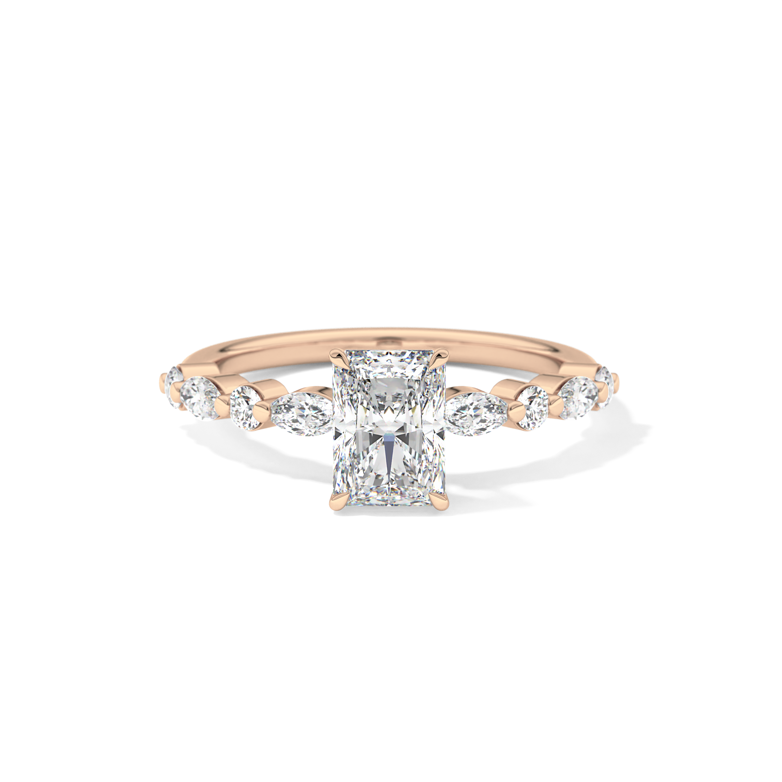 Radiant Cut 1.21 Carat Moissanite Ring – Pave Setting in Gold