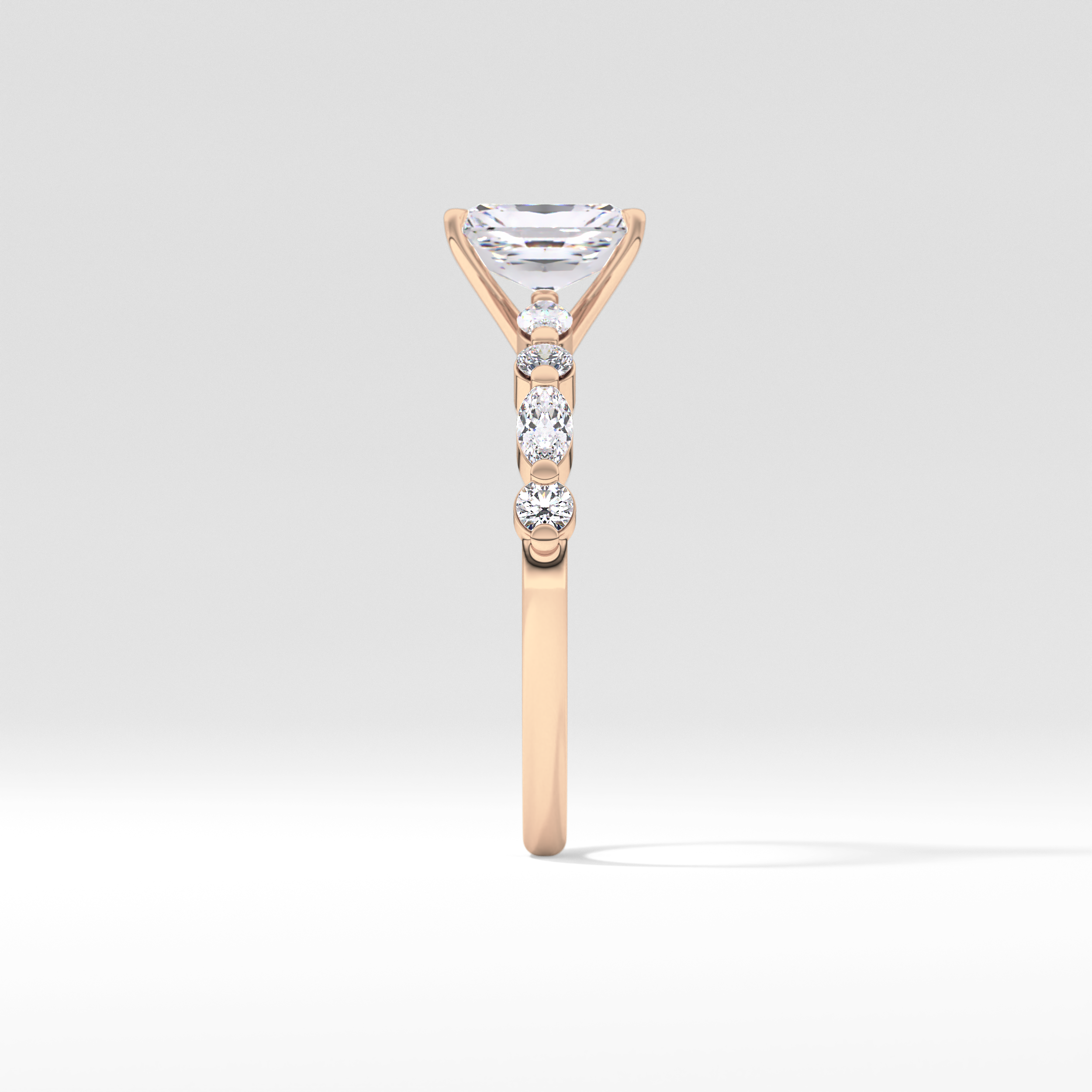 Radiant Cut 1.21 Carat Moissanite Ring – Pave Setting in Gold