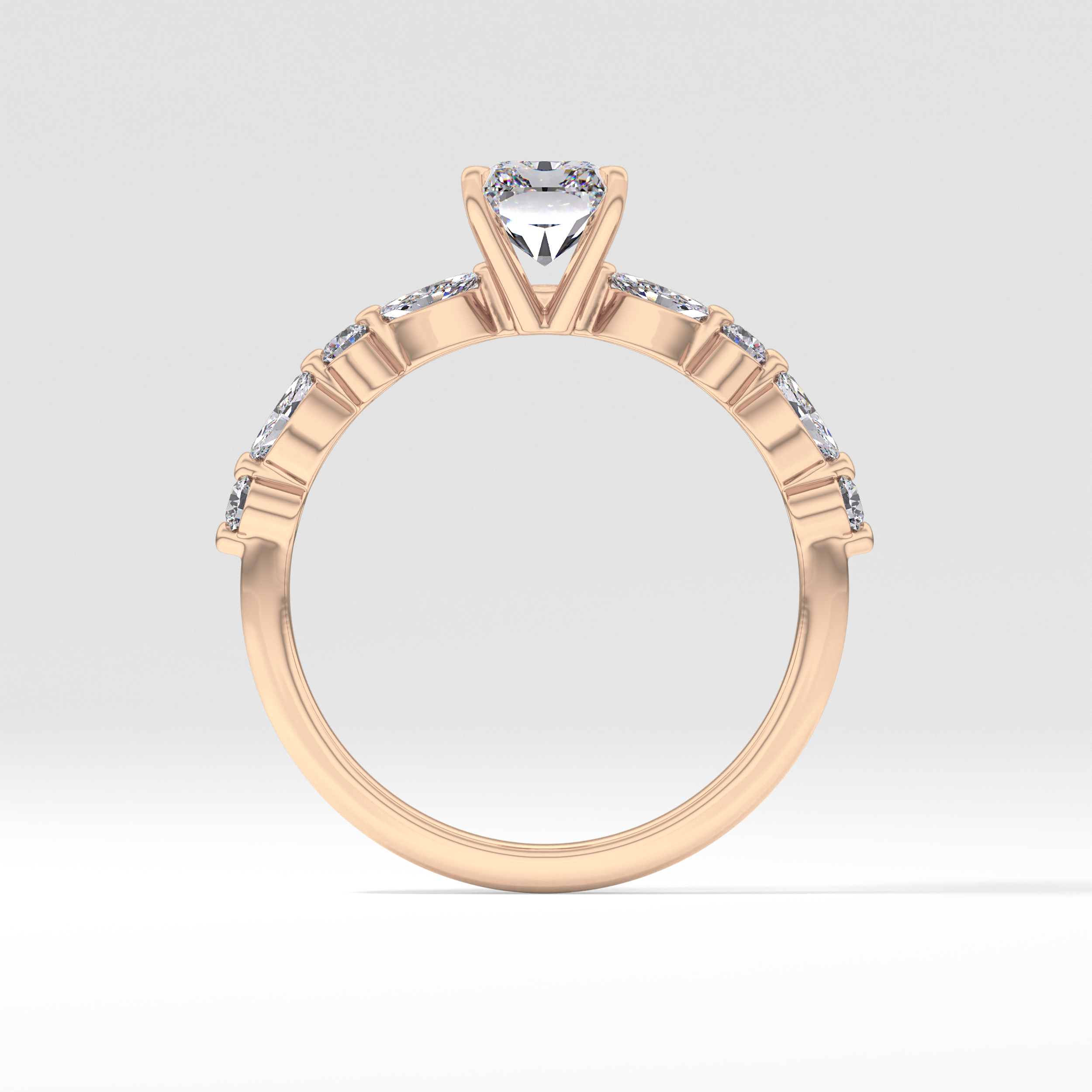 Radiant Cut 1.21 Carat Moissanite Ring – Pave Setting in Gold