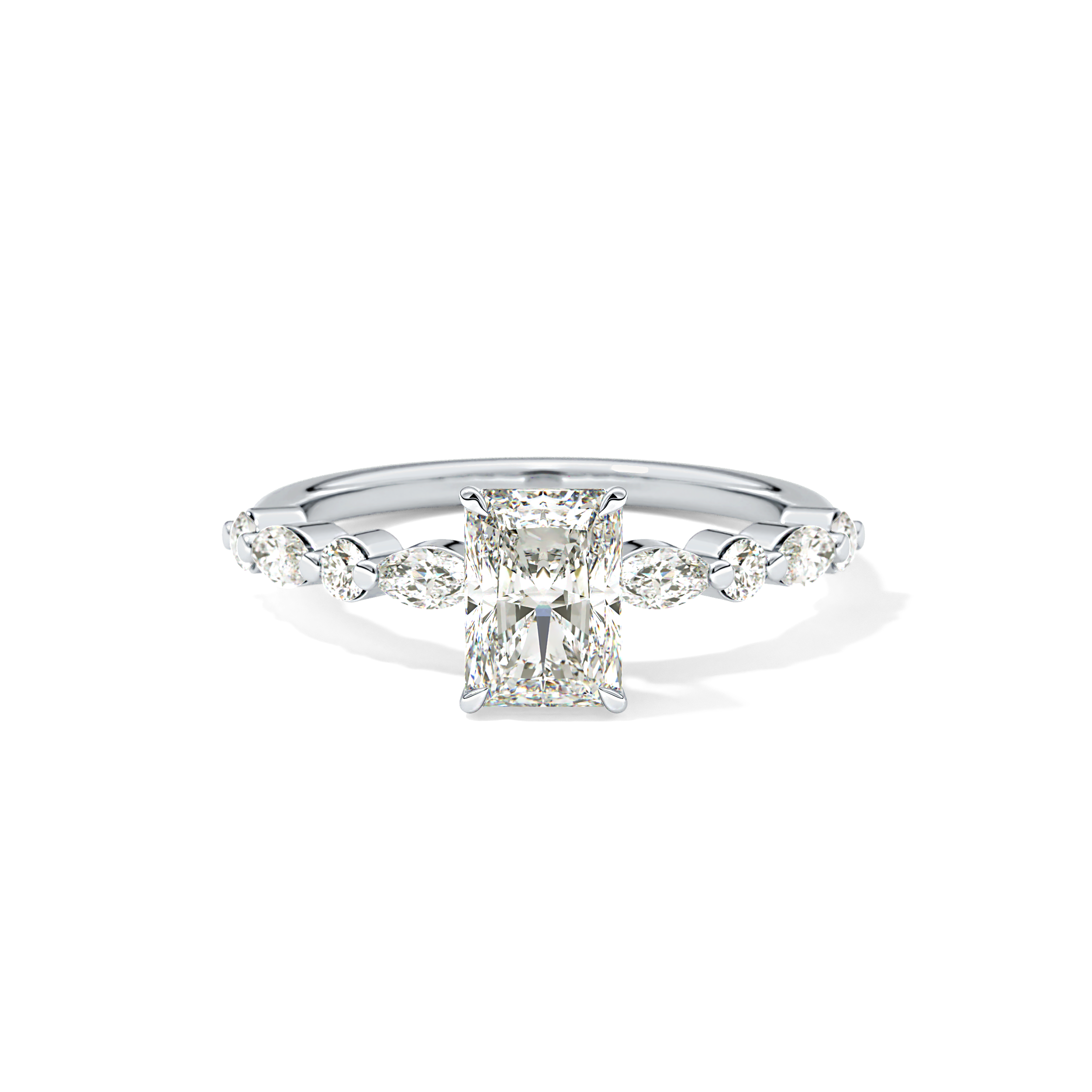 Radiant Cut 1.21 Carat Moissanite Ring – Pave Setting in Gold