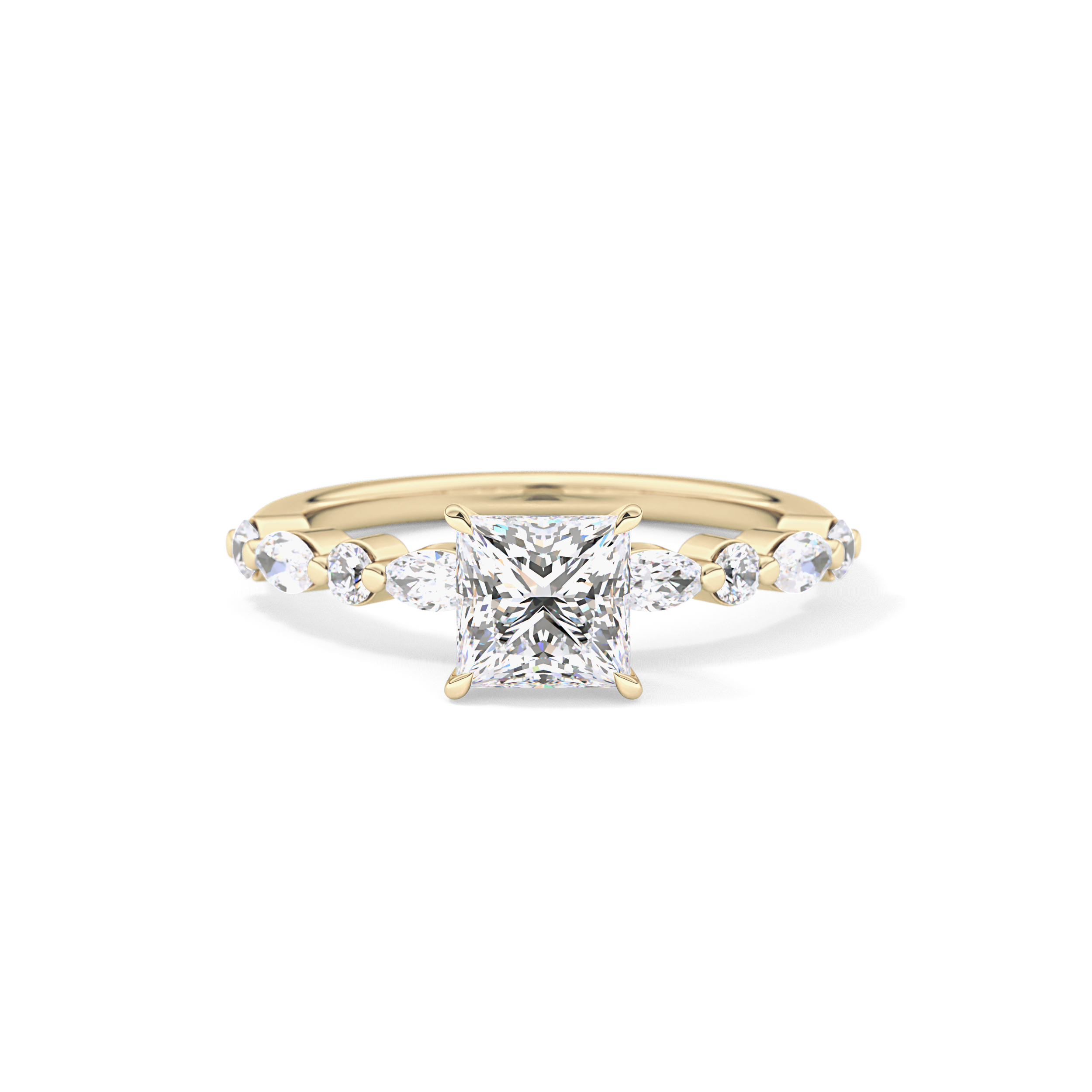Princess Cut 1.04 Carat Moissanite Ring – Pave Setting in Gold
