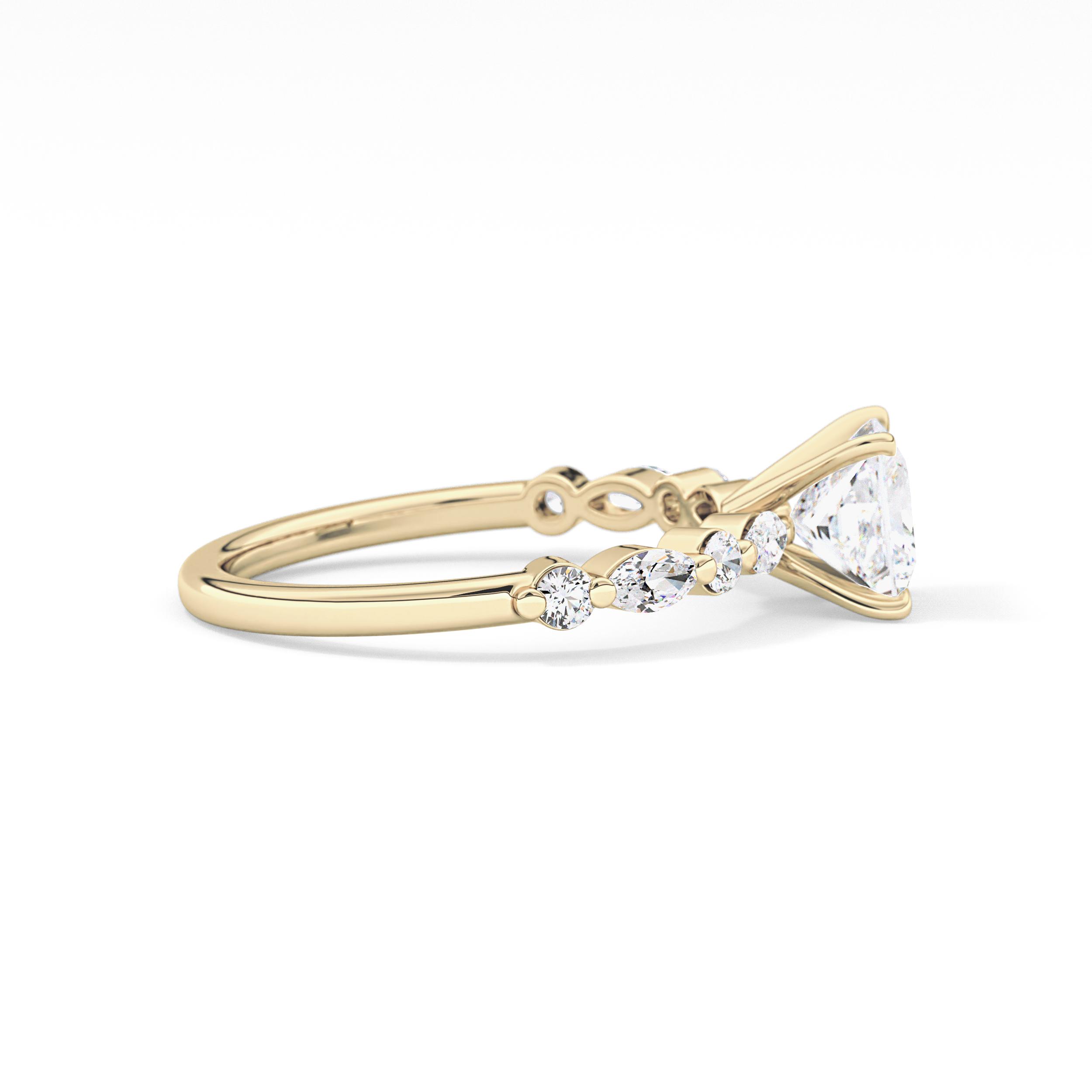 Princess Cut 1.04 Carat Moissanite Ring – Pave Setting in Gold
