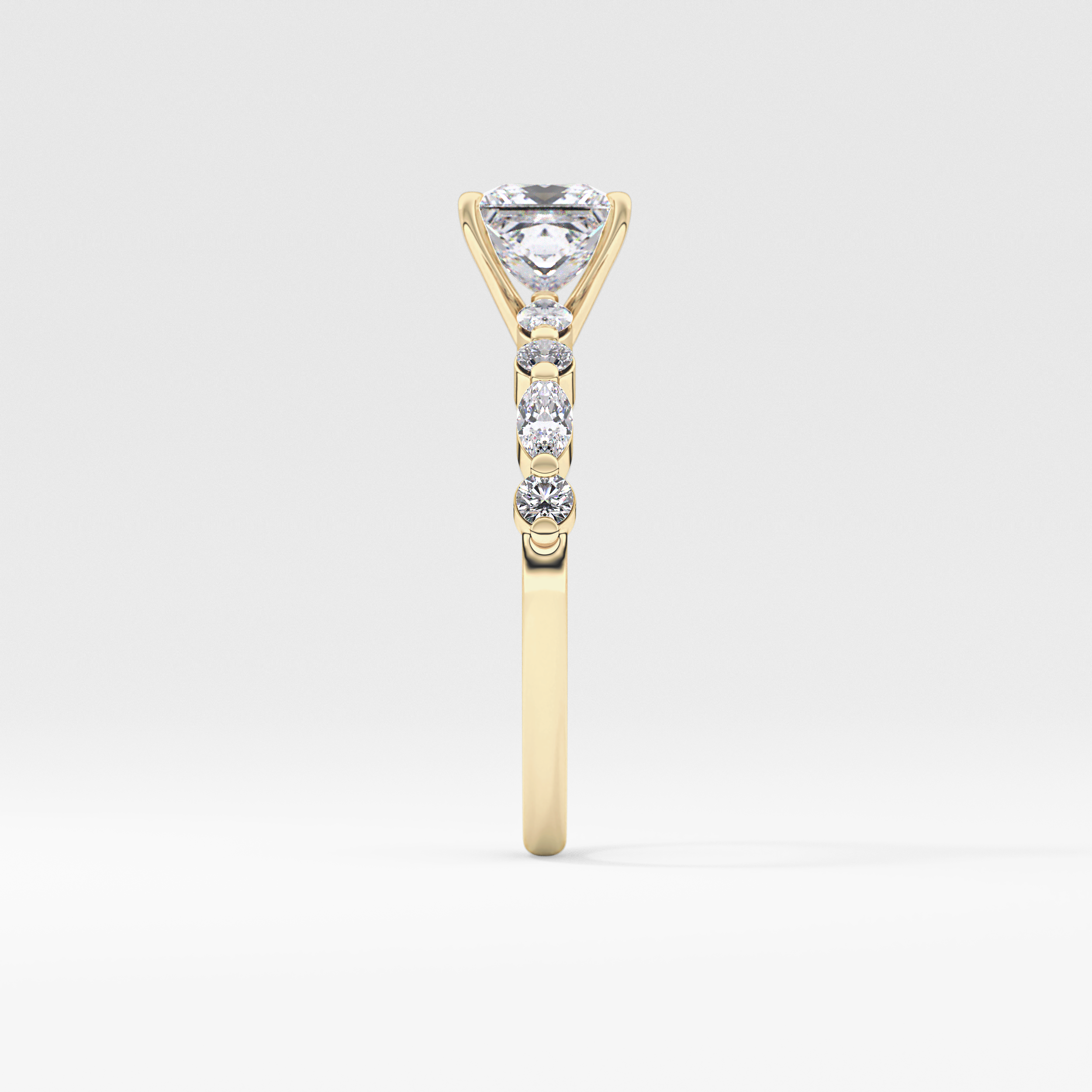 Princess Cut 1.04 Carat Moissanite Ring – Pave Setting in Gold