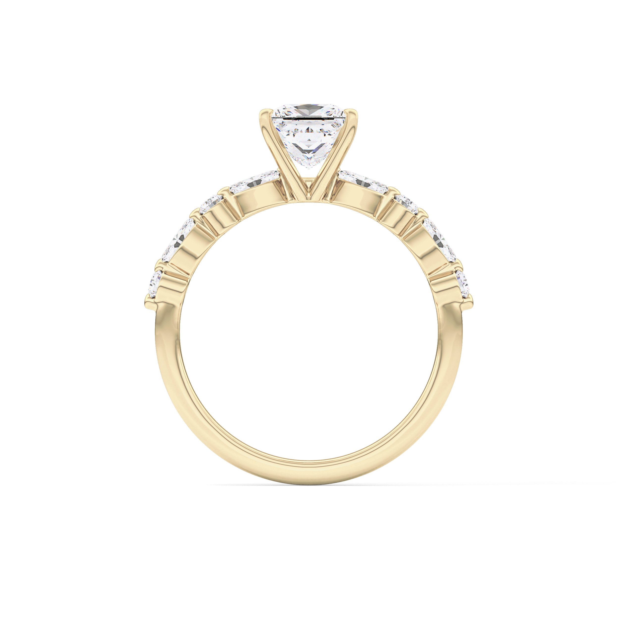 Princess Cut 1.04 Carat Moissanite Ring – Pave Setting in Gold