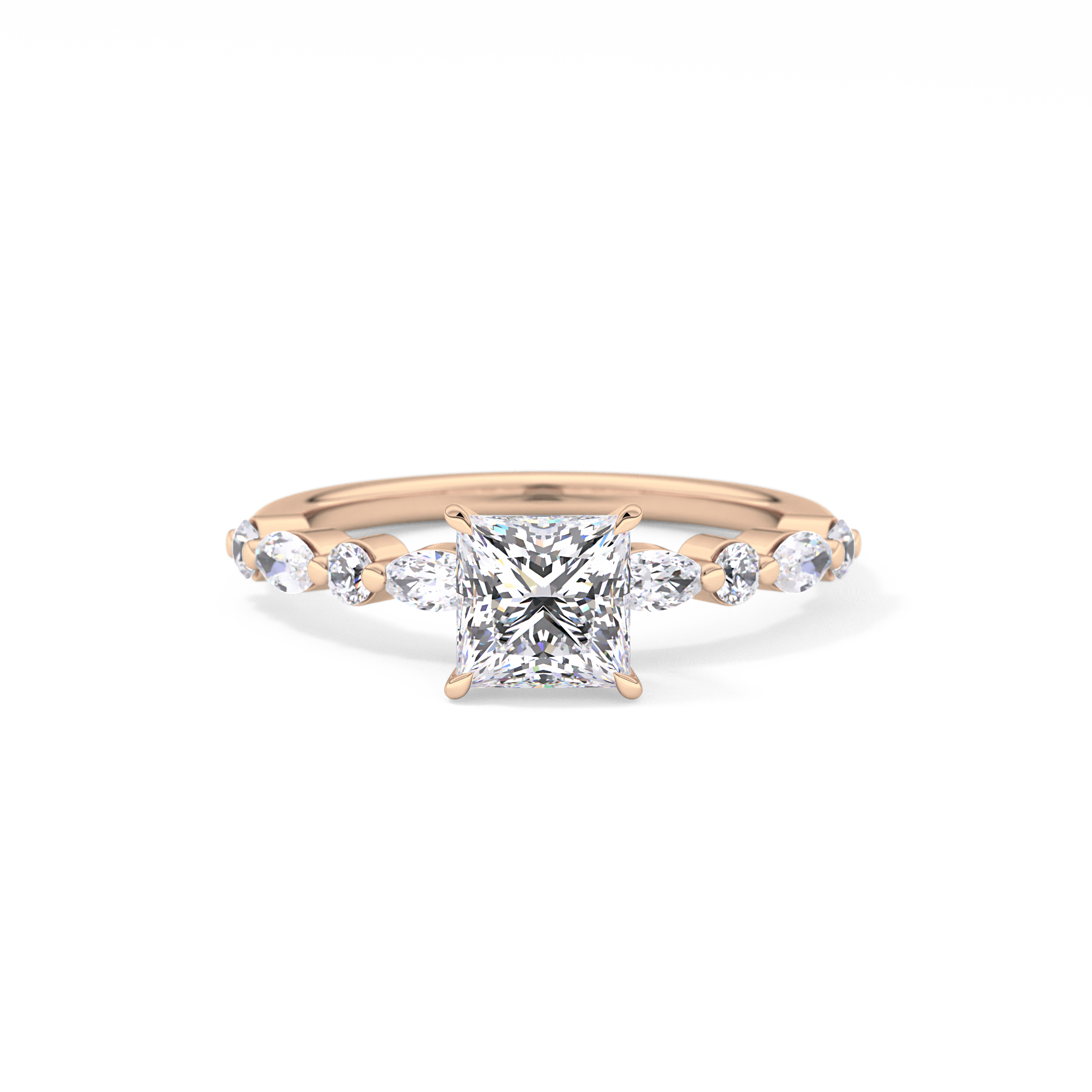 Princess Cut 1.04 Carat Moissanite Ring – Pave Setting in Gold