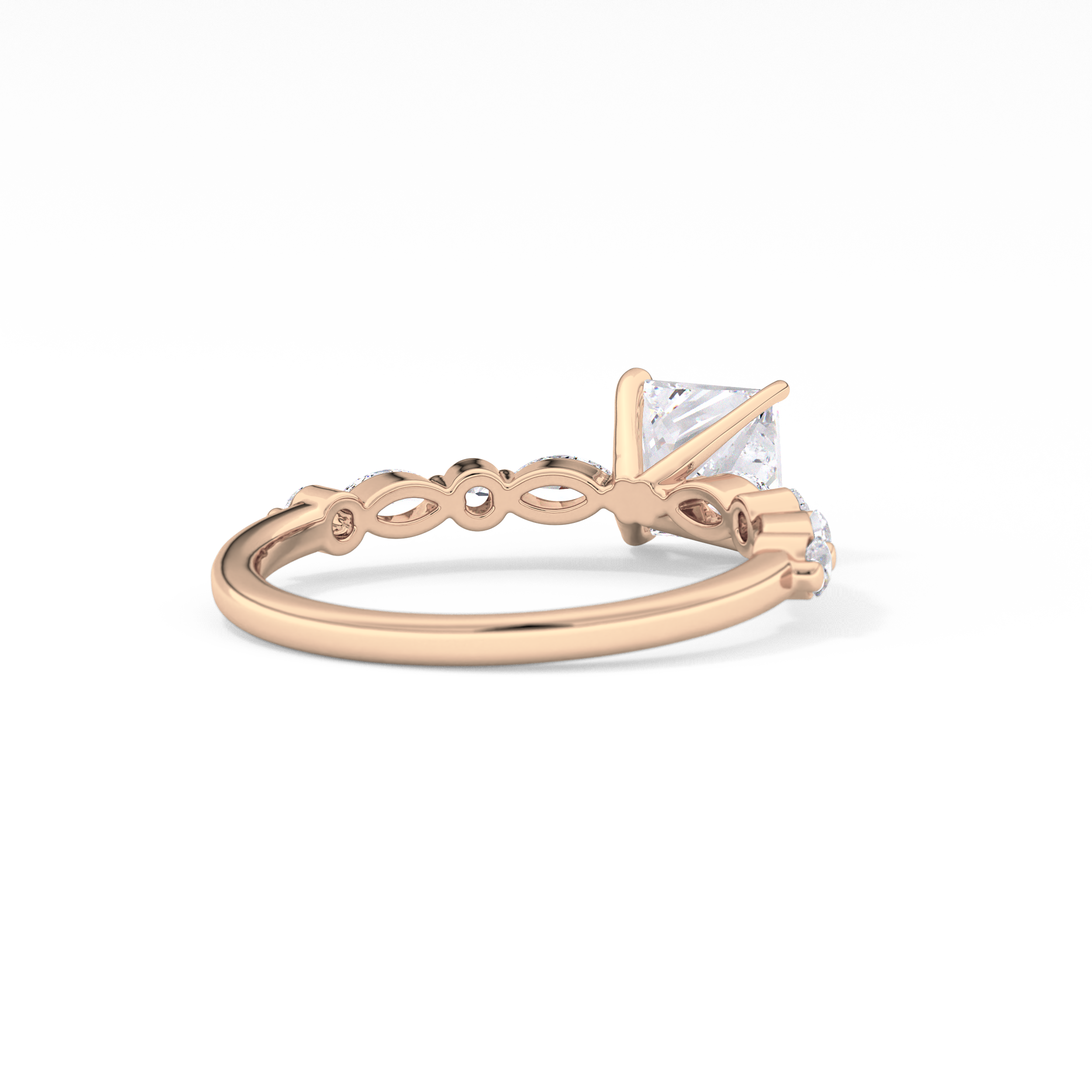 Princess Cut 1.04 Carat Moissanite Ring – Pave Setting in Gold