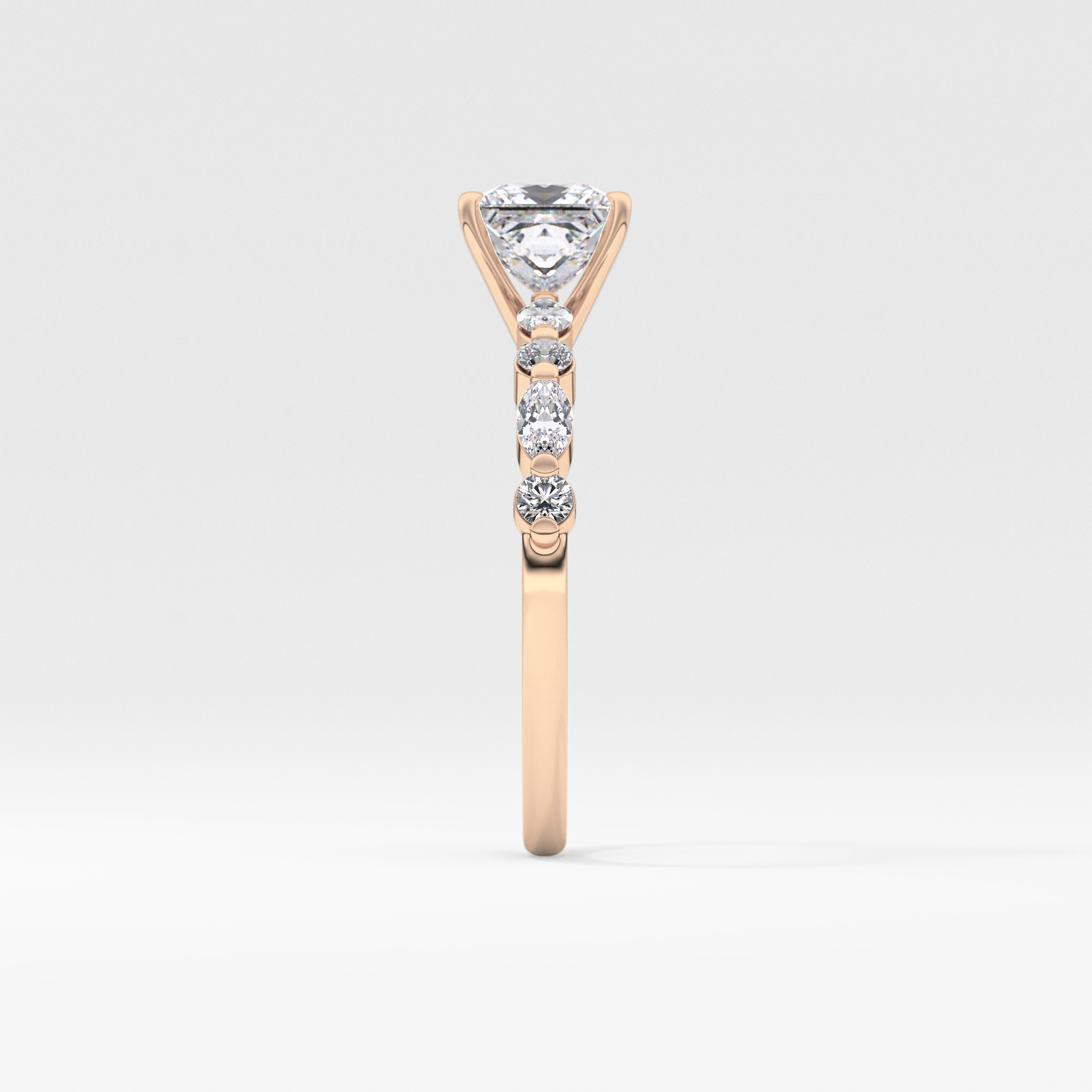 Princess Cut 1.04 Carat Moissanite Ring – Pave Setting in Gold