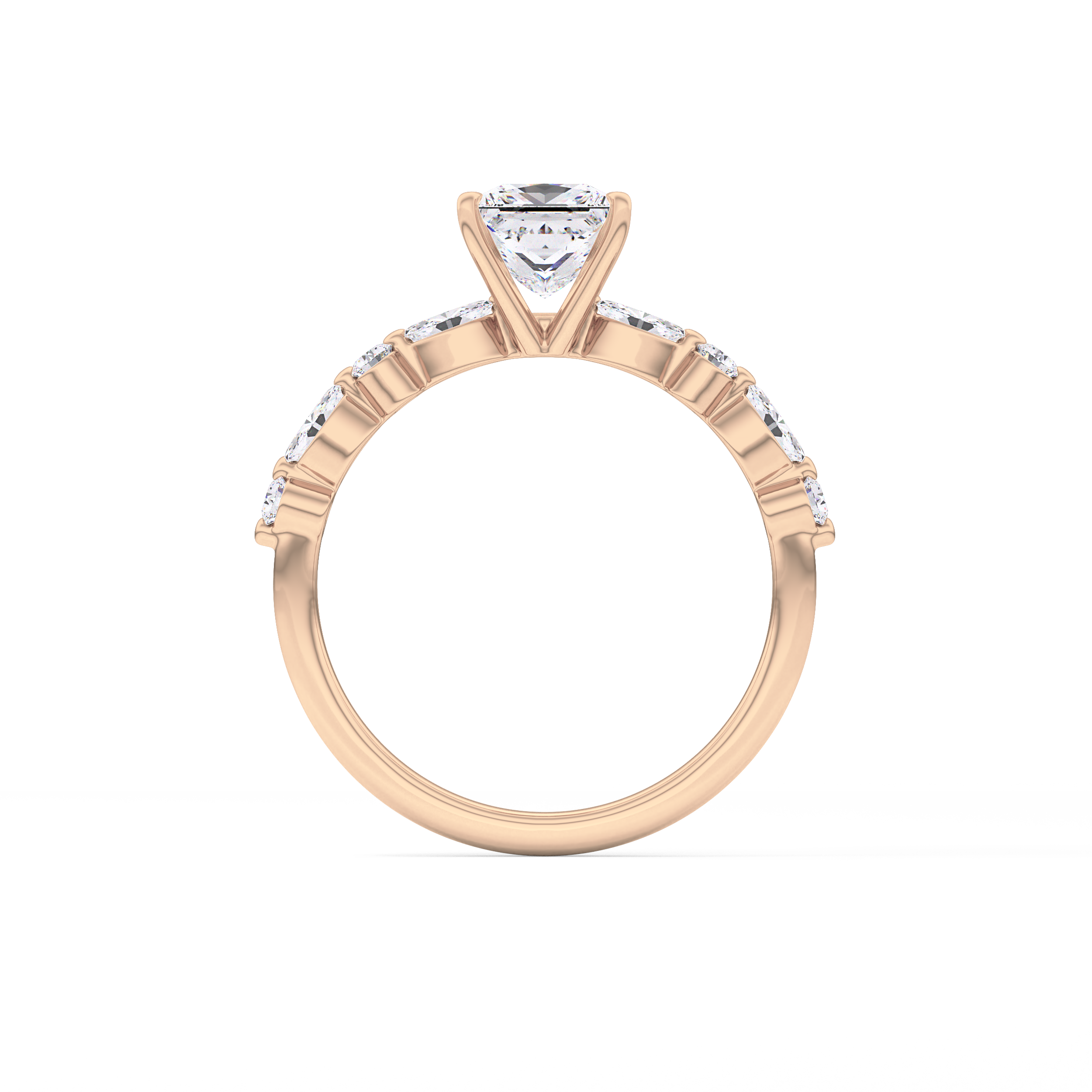 Princess Cut 1.04 Carat Moissanite Ring – Pave Setting in Gold