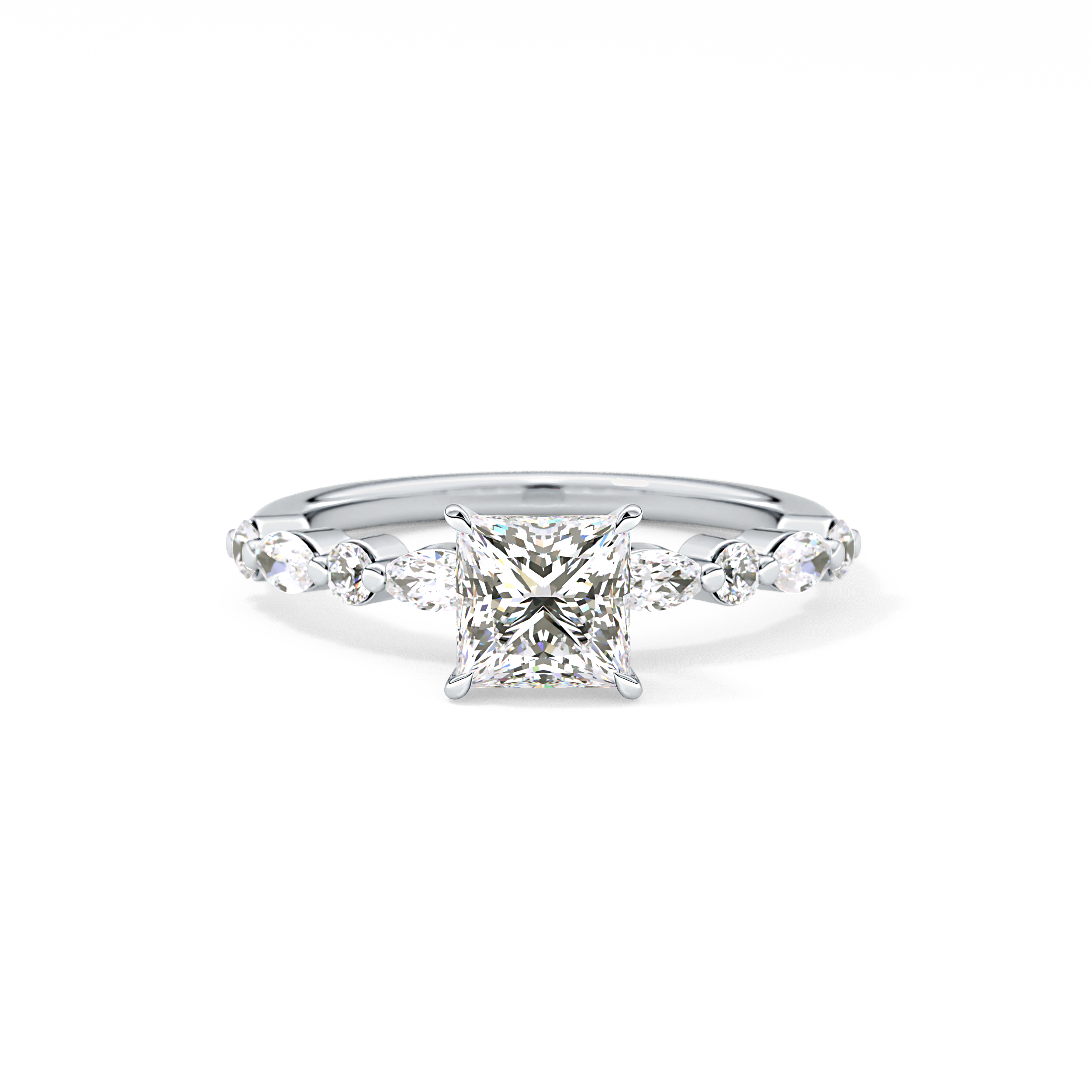 Princess Cut 1.04 Carat Moissanite Ring – Pave Setting in Gold