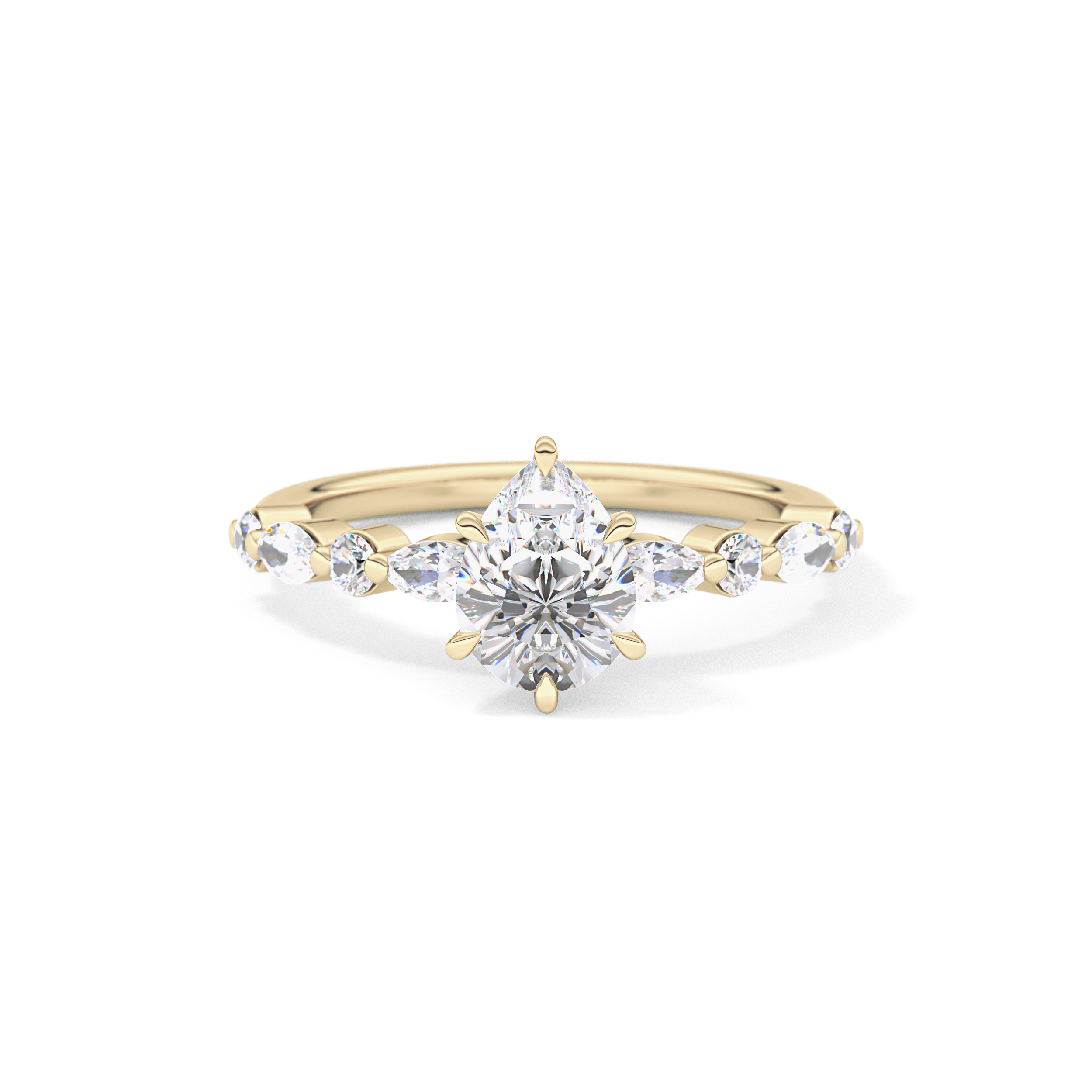 Pear Cut 0.93 Carat Moissanite Ring – Pave Setting in Gold