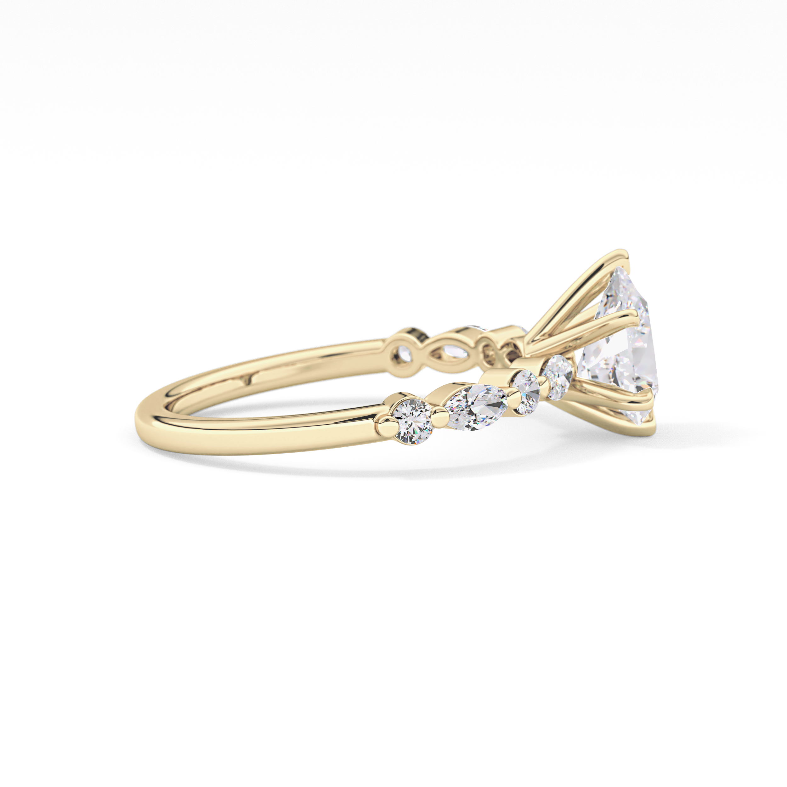 Pear Cut 0.93 Carat Moissanite Ring – Pave Setting in Gold
