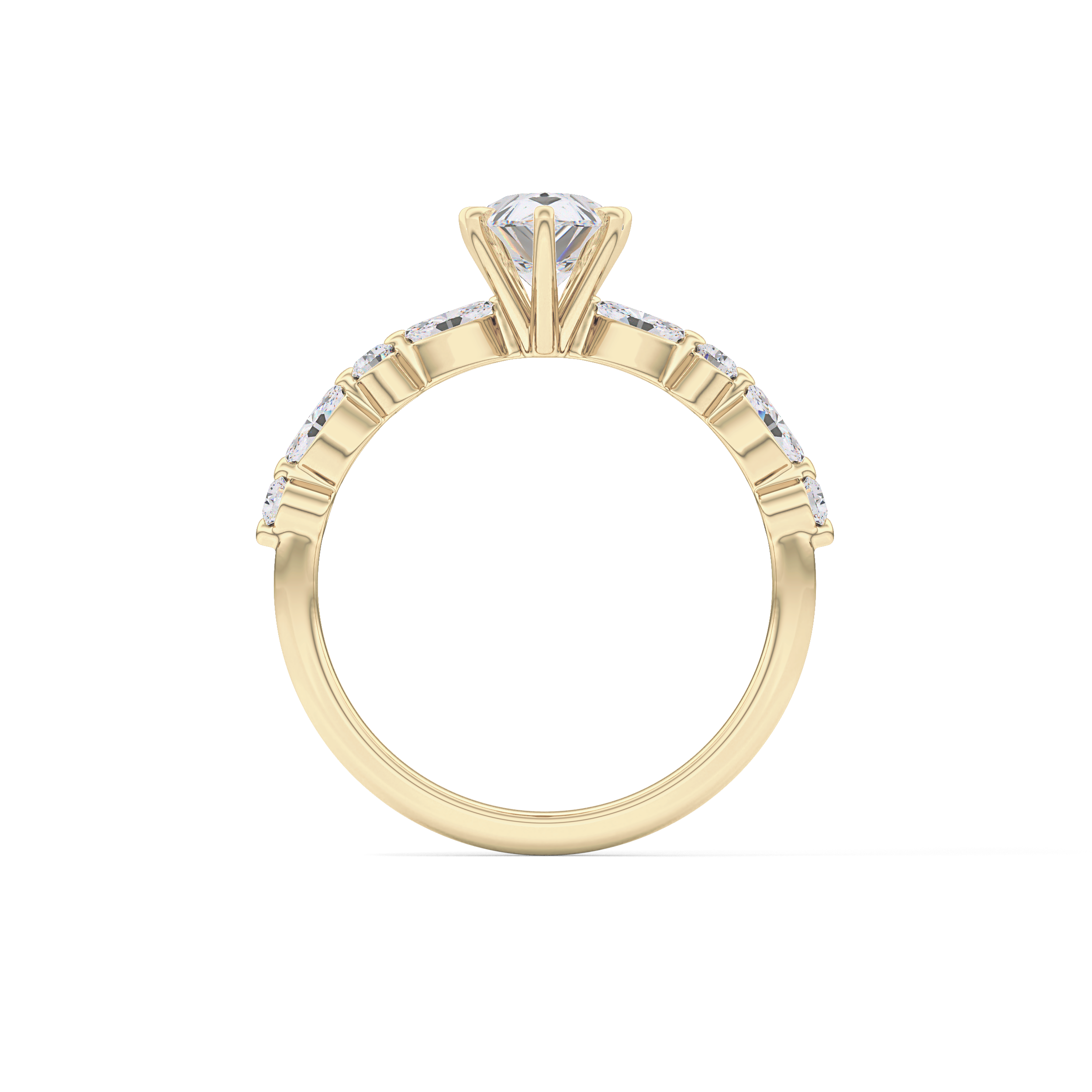 Pear Cut 0.93 Carat Moissanite Ring – Pave Setting in Gold