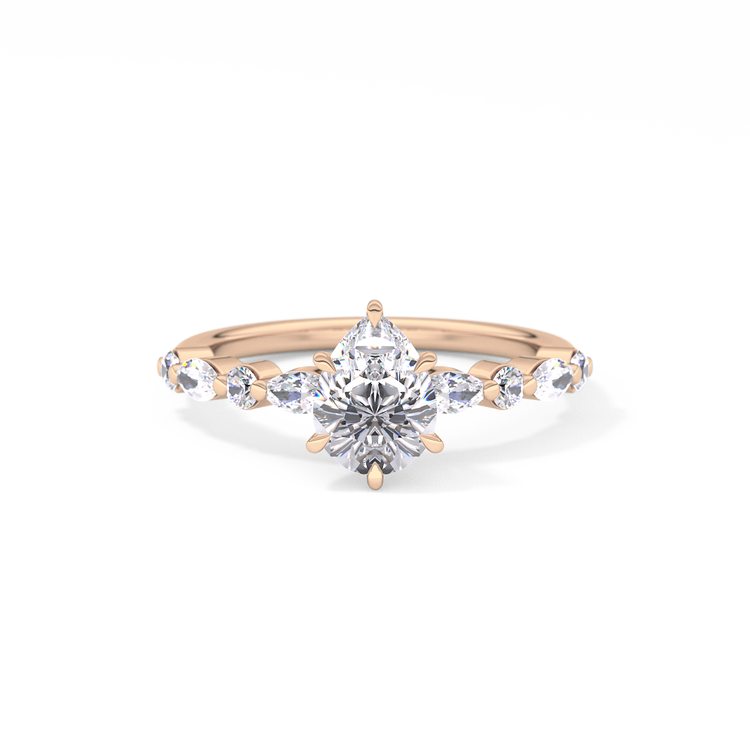 Pear Cut 0.93 Carat Moissanite Ring – Pave Setting in Gold
