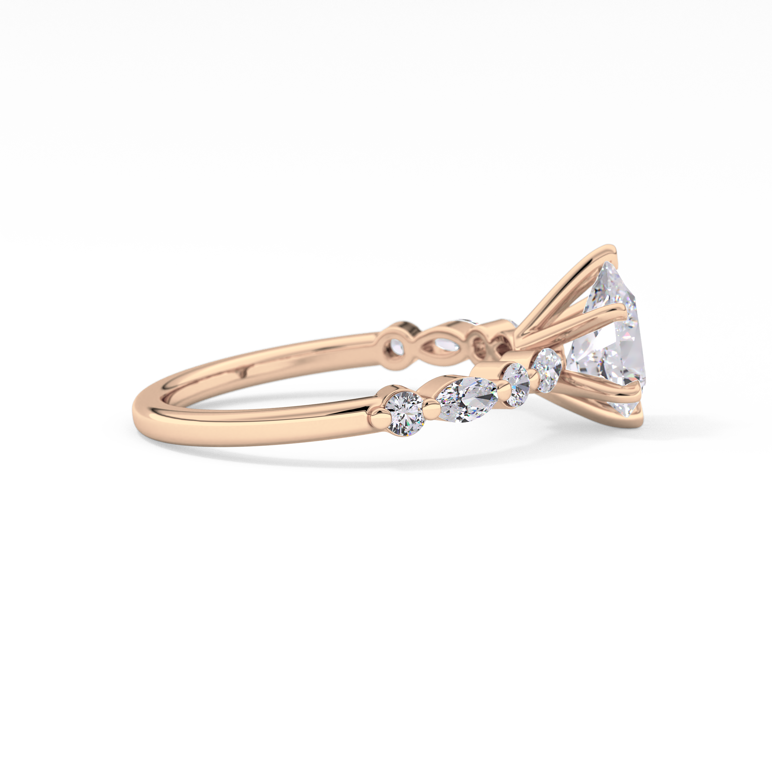 Pear Cut 0.93 Carat Moissanite Ring – Pave Setting in Gold