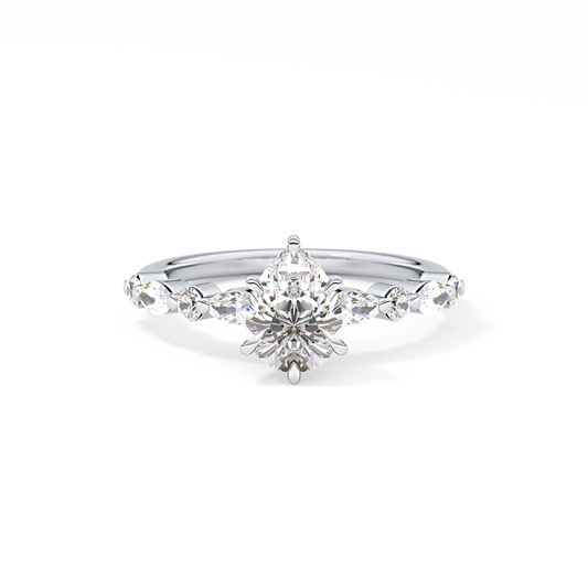 Pear Cut 0.93 Carat Moissanite Ring – Pave Setting in Gold