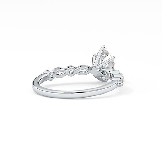 Pear Cut 0.93 Carat Moissanite Ring – Pave Setting in Gold