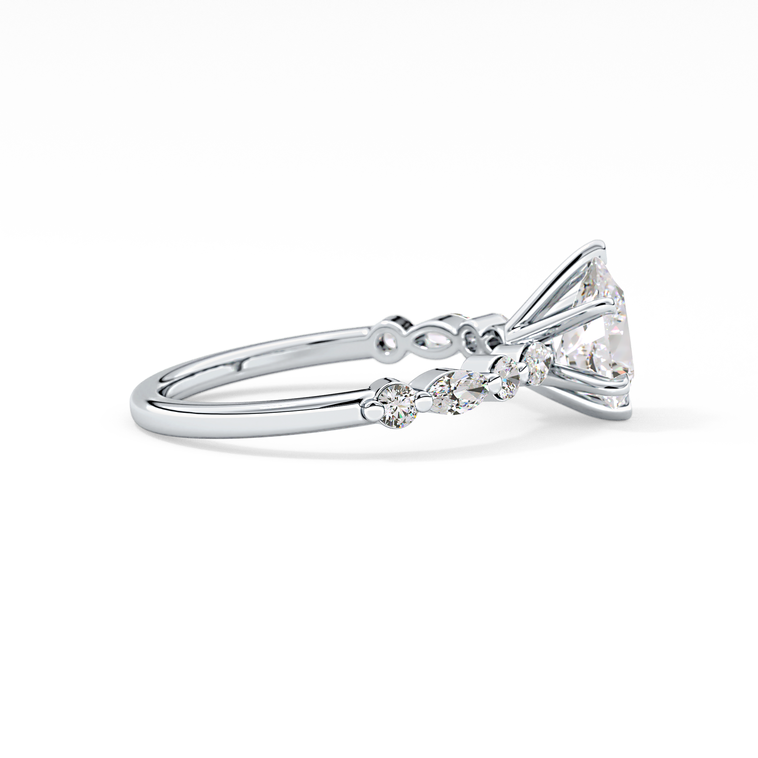 Pear Cut 0.93 Carat Moissanite Ring – Pave Setting in Gold
