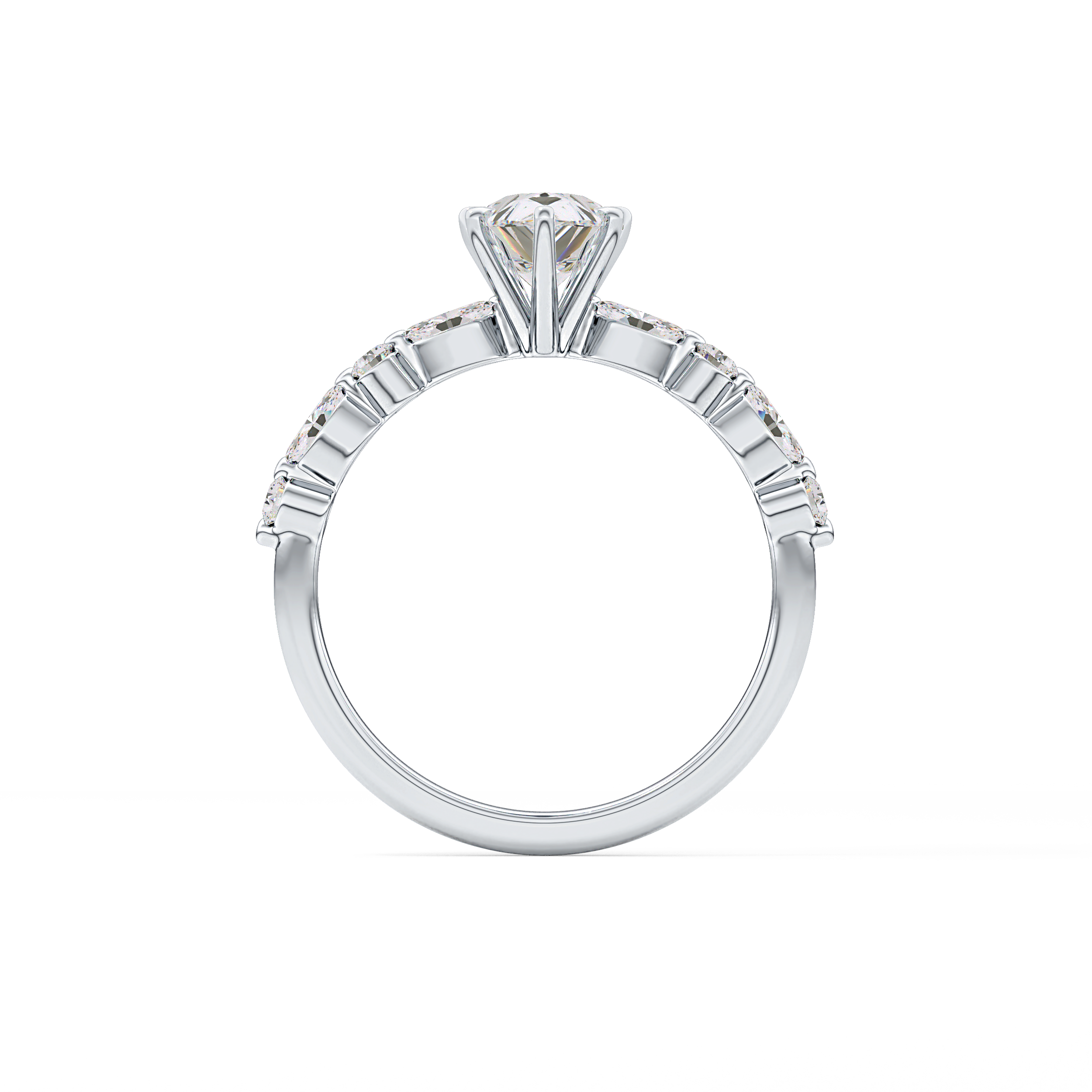 Pear Cut 0.93 Carat Moissanite Ring – Pave Setting in Gold