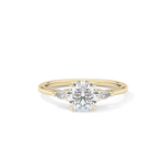 Round Cut 1.03 Carat Moissanite Ring – Three Stones Setting in Gold