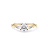 Round Cut 1.03 Carat Moissanite Ring – Three Stones Setting in Gold