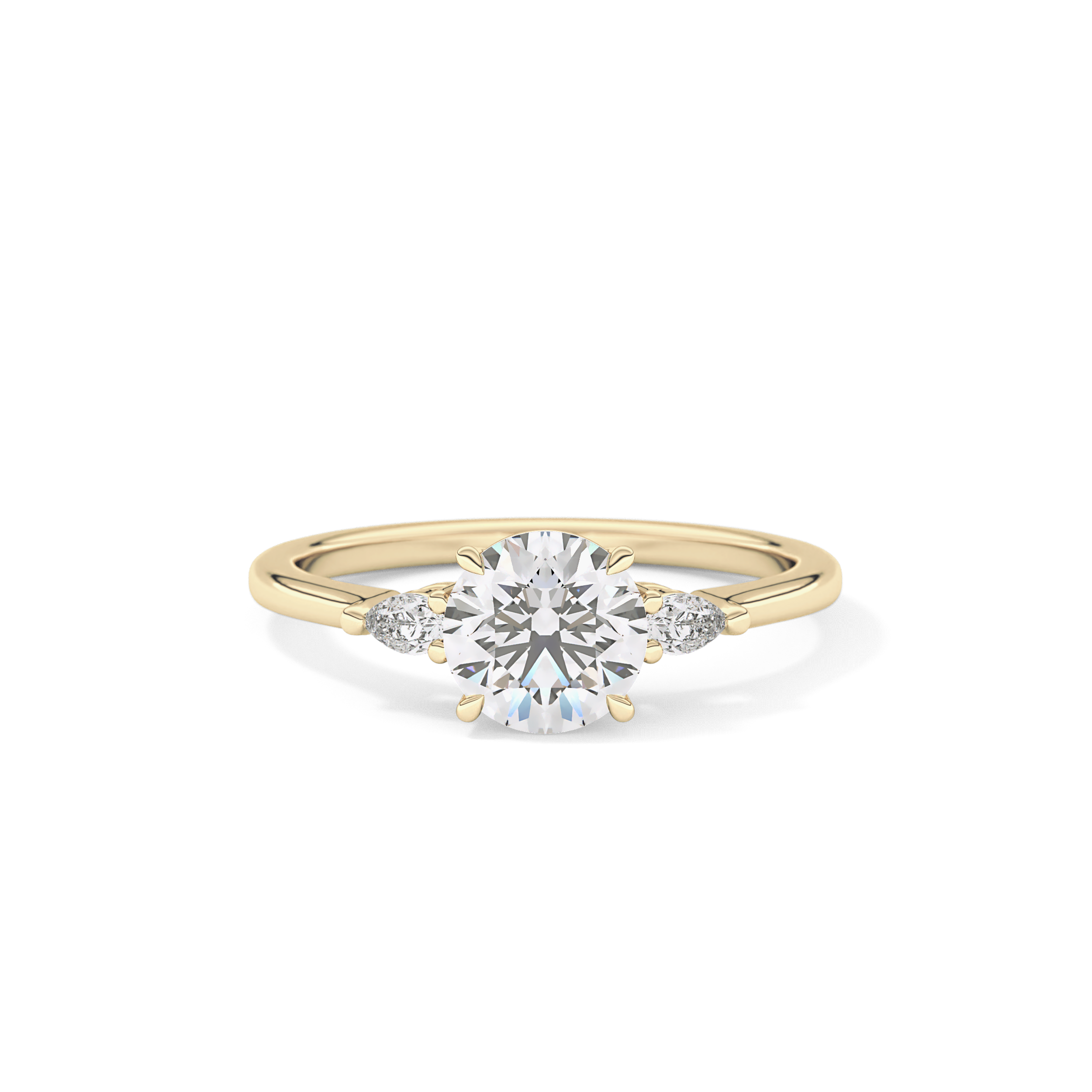 Round Cut 1.03 Carat Moissanite Ring – Three Stones Setting in Gold