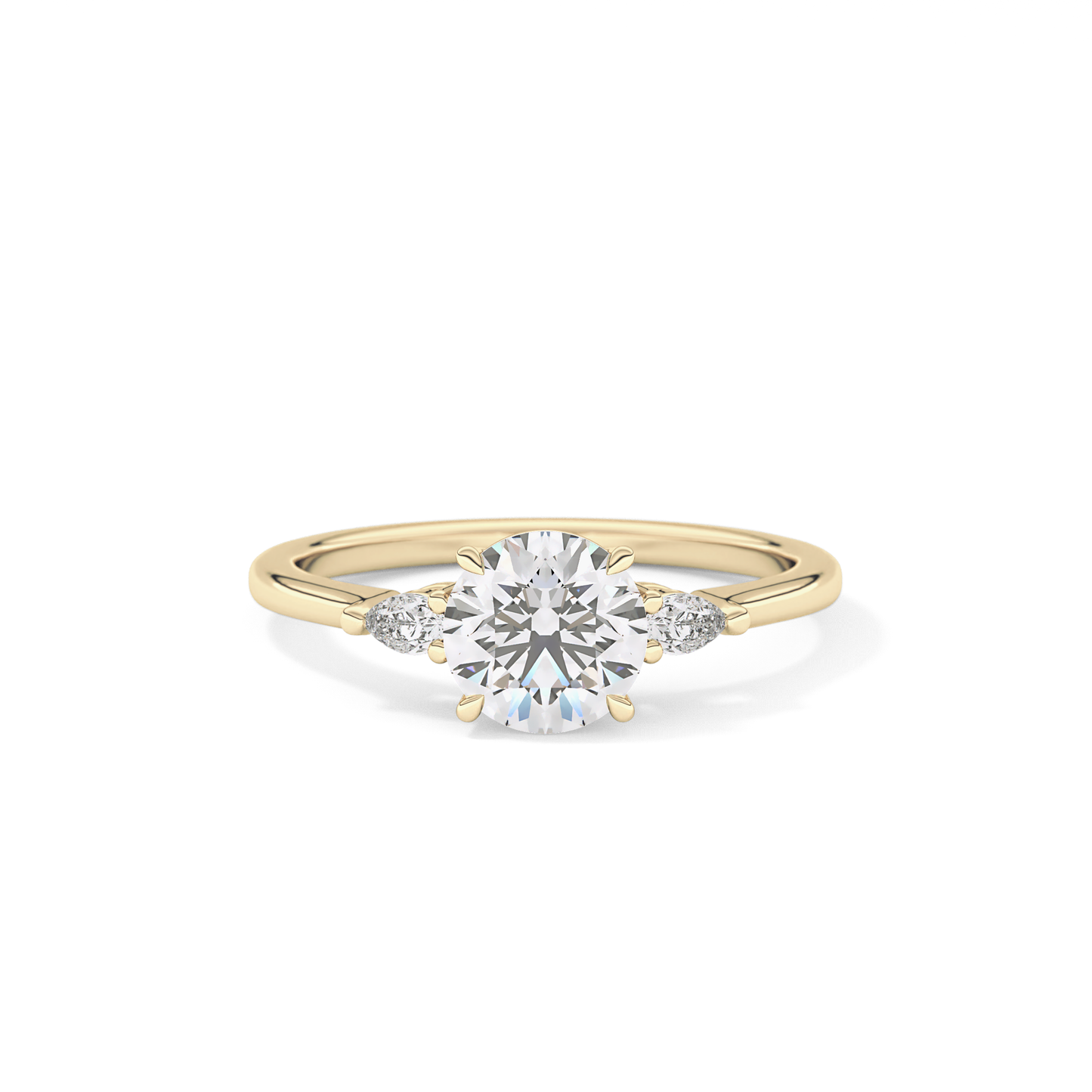 Round Cut 1.03 Carat Moissanite Ring – Three Stones Setting in Gold