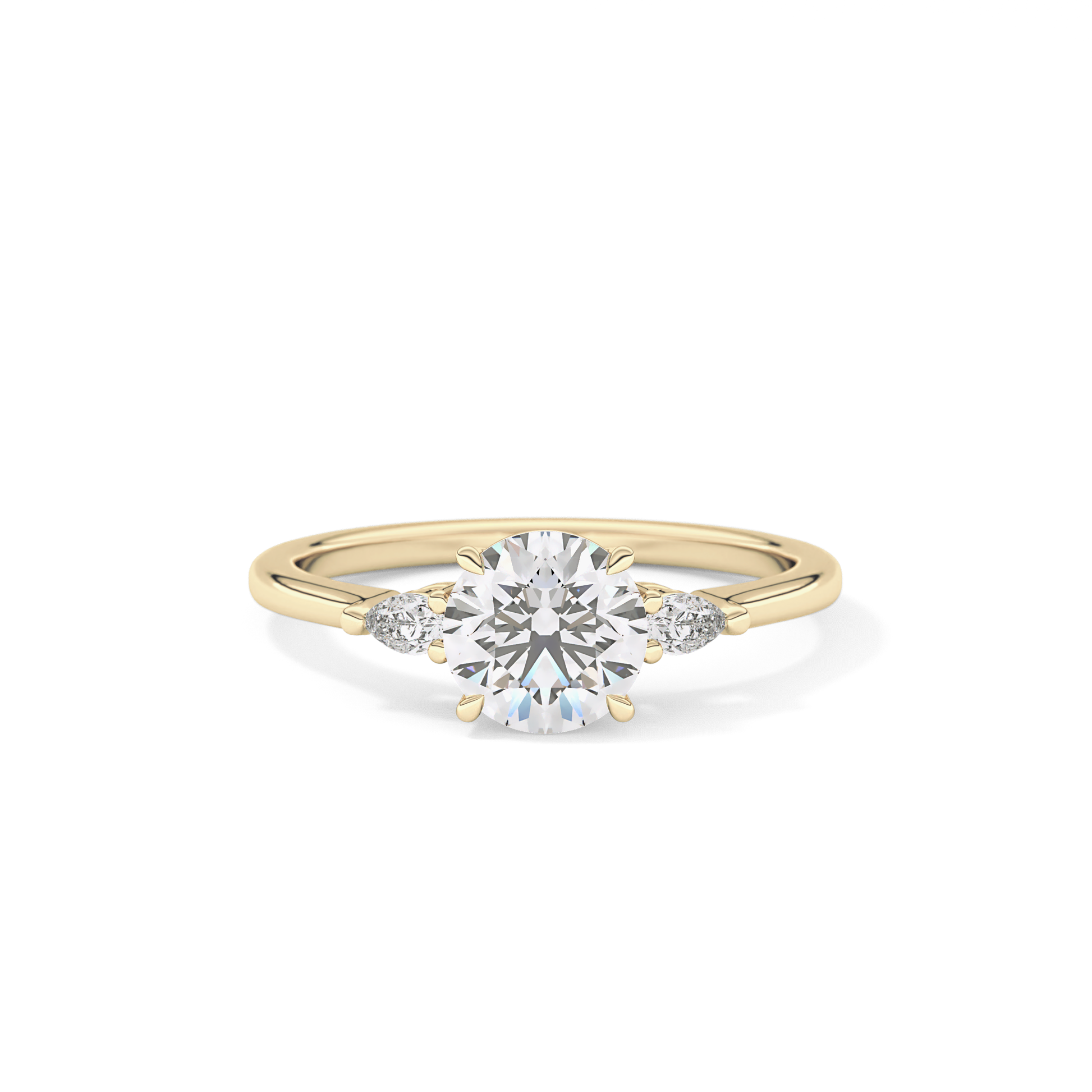 Round Cut 1.03 Carat Moissanite Ring – Three Stones Setting in Gold