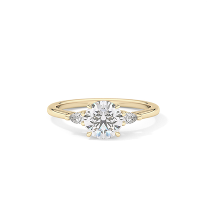 Round Cut 1.03 Carat Moissanite Ring – Three Stones Setting in Gold