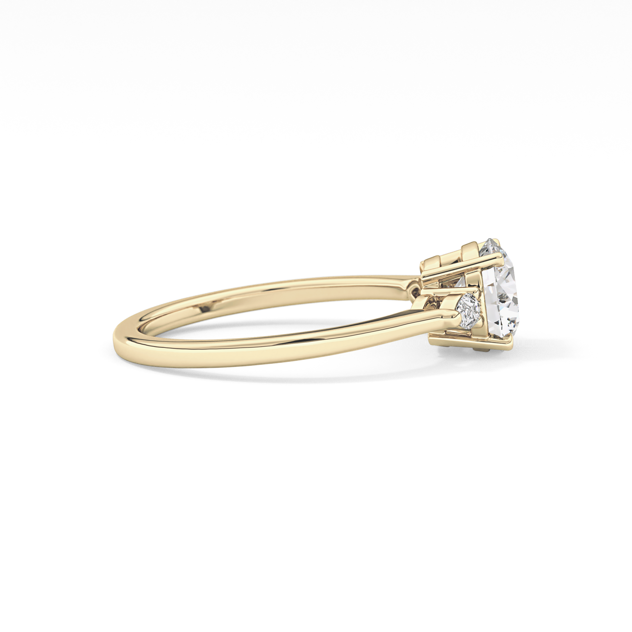 Round Cut 1.03 Carat Moissanite Ring – Three Stones Setting in Gold