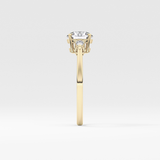 Round Cut 1.03 Carat Moissanite Ring – Three Stones Setting in Gold