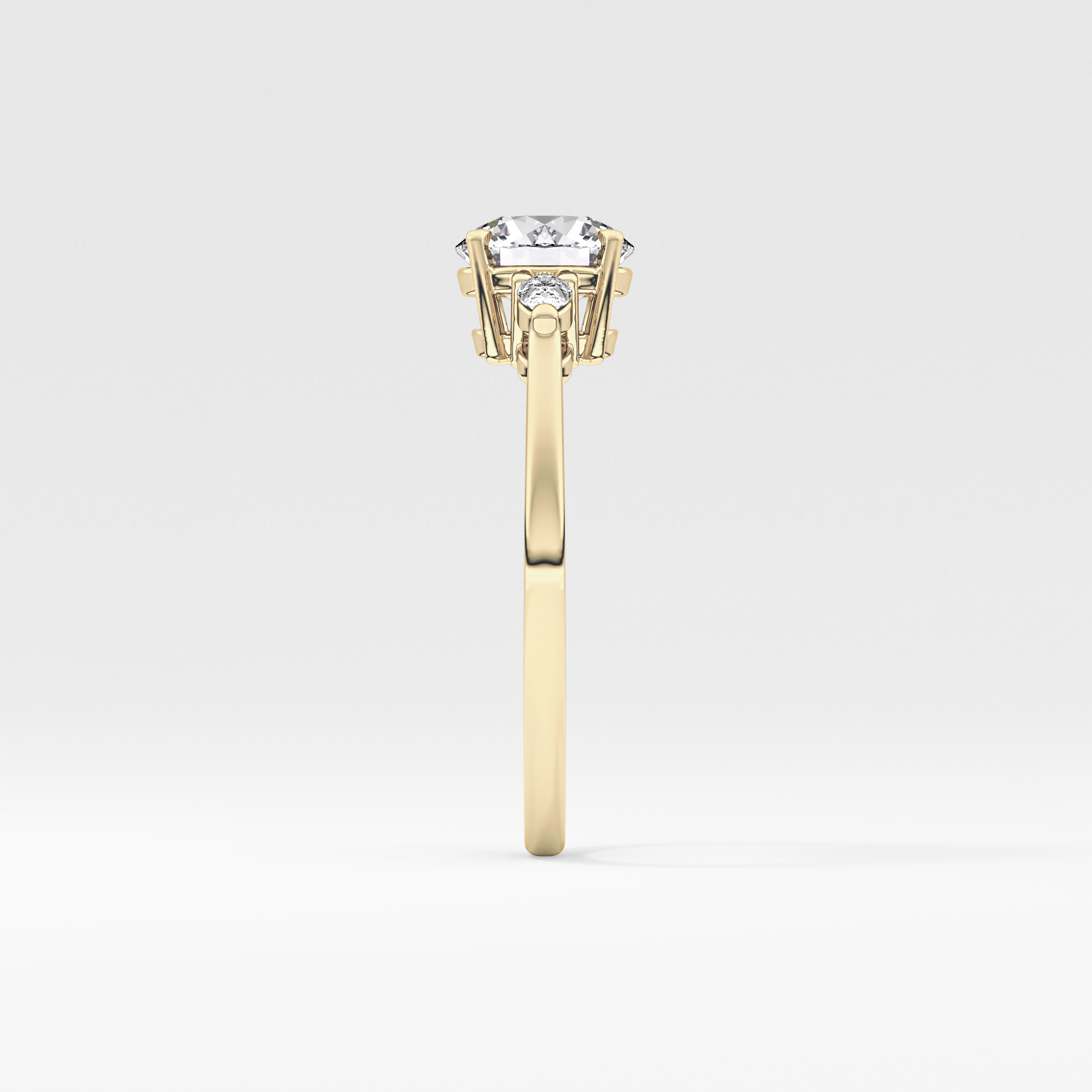 Round Cut 1.03 Carat Moissanite Ring – Three Stones Setting in Gold
