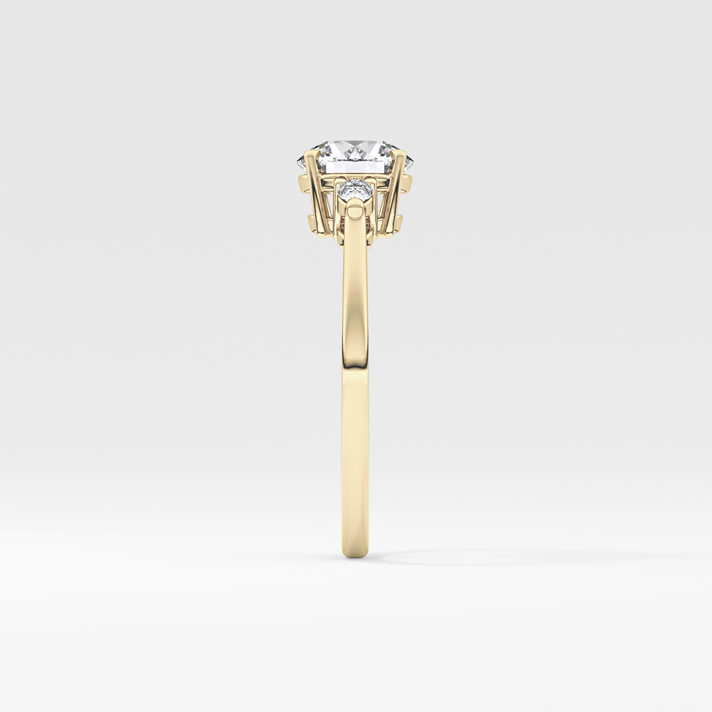Round Cut 1.03 Carat Moissanite Ring – Three Stones Setting in Gold