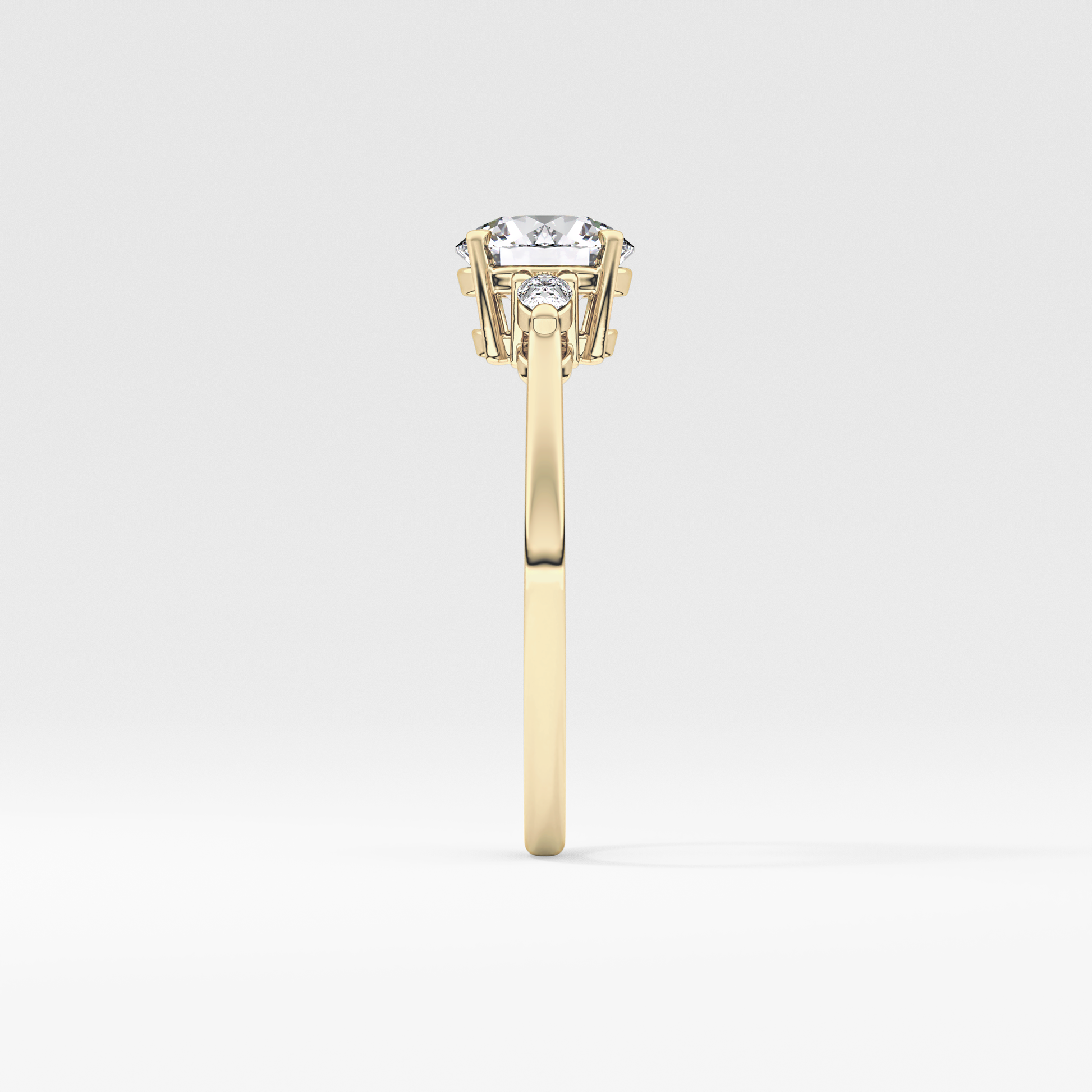 Round Cut 1.03 Carat Moissanite Ring – Three Stones Setting in Gold