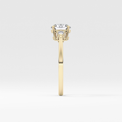 Round Cut 1.03 Carat Moissanite Ring – Three Stones Setting in Gold