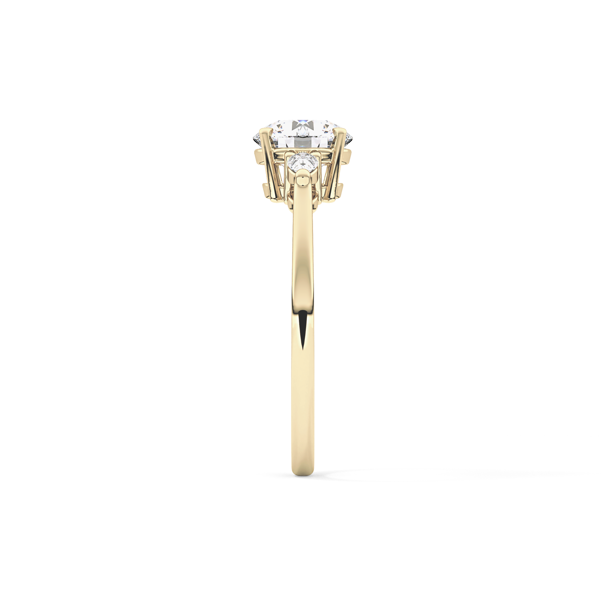 Round Cut 1.03 Carat Moissanite Ring – Three Stones Setting in Gold