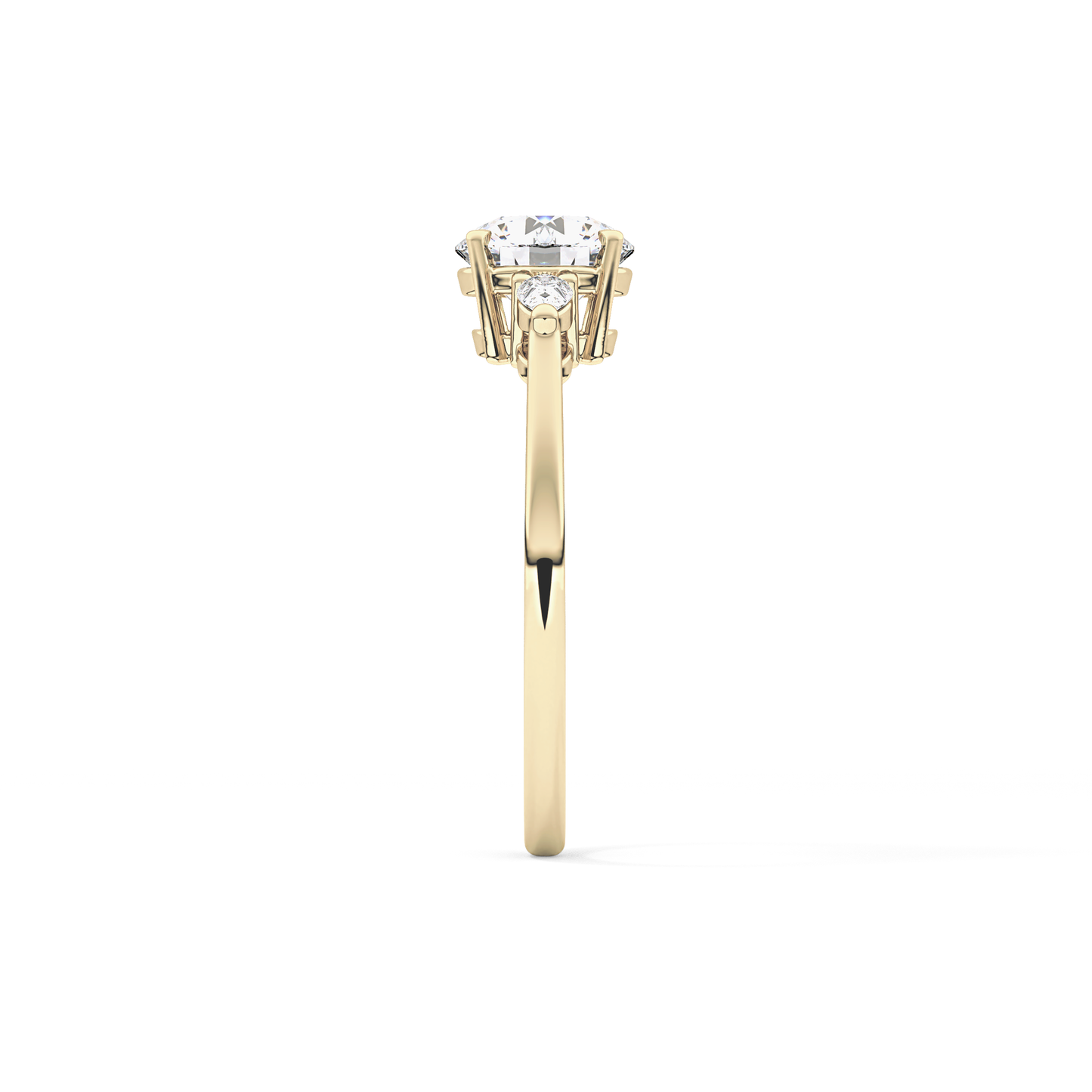 Round Cut 1.03 Carat Moissanite Ring – Three Stones Setting in Gold