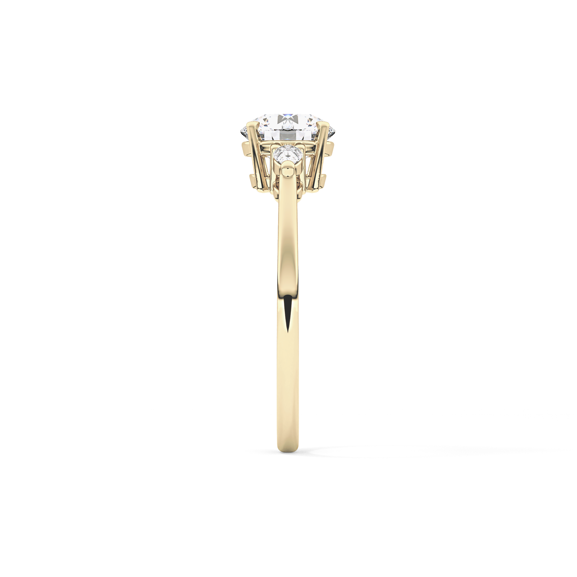 Round Cut 1.03 Carat Moissanite Ring – Three Stones Setting in Gold