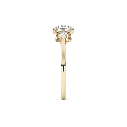 Round Cut 1.03 Carat Moissanite Ring – Three Stones Setting in Gold