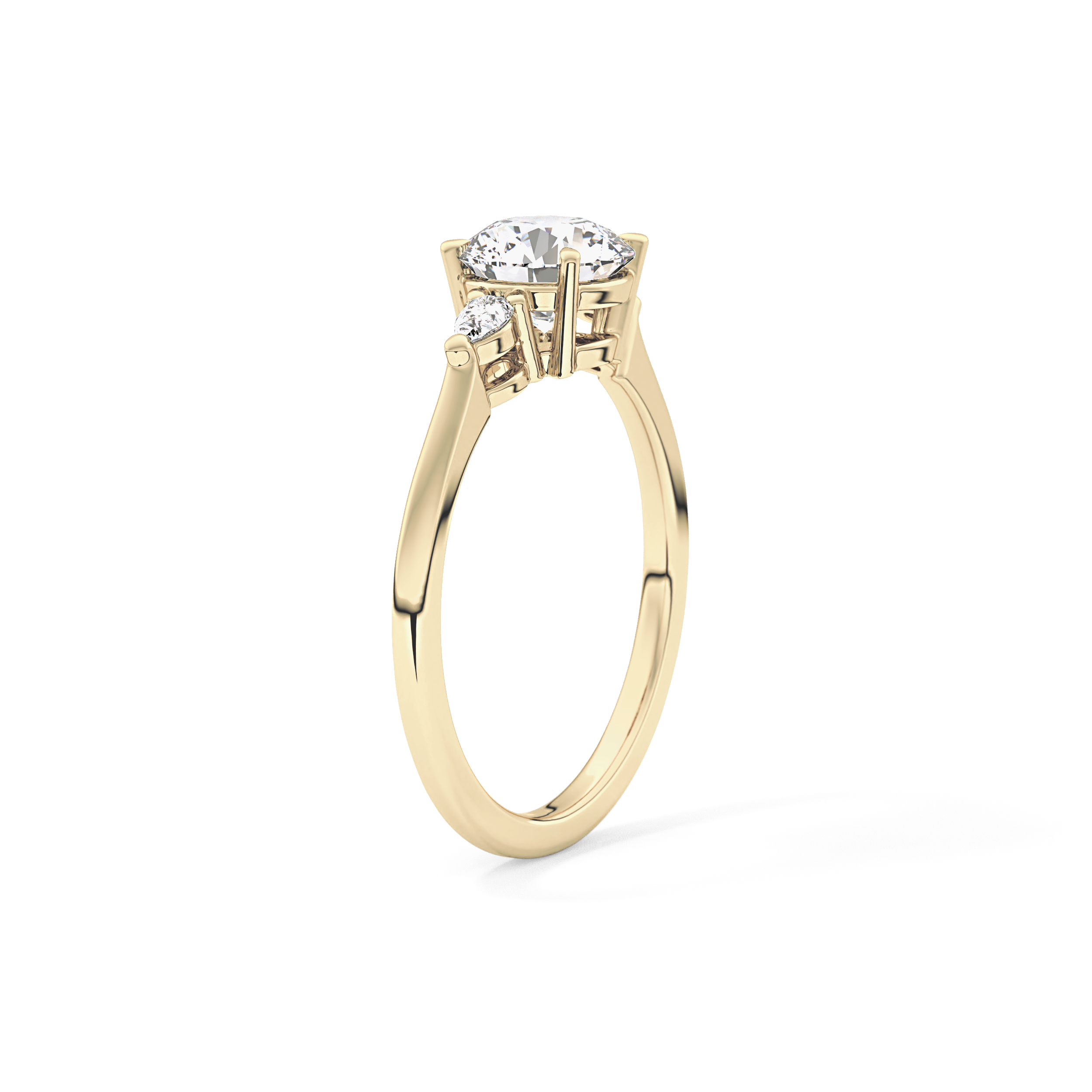Round Cut 1.03 Carat Moissanite Ring – Three Stones Setting in Gold
