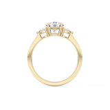 Round Cut 1.03 Carat Moissanite Ring – Three Stones Setting in Gold
