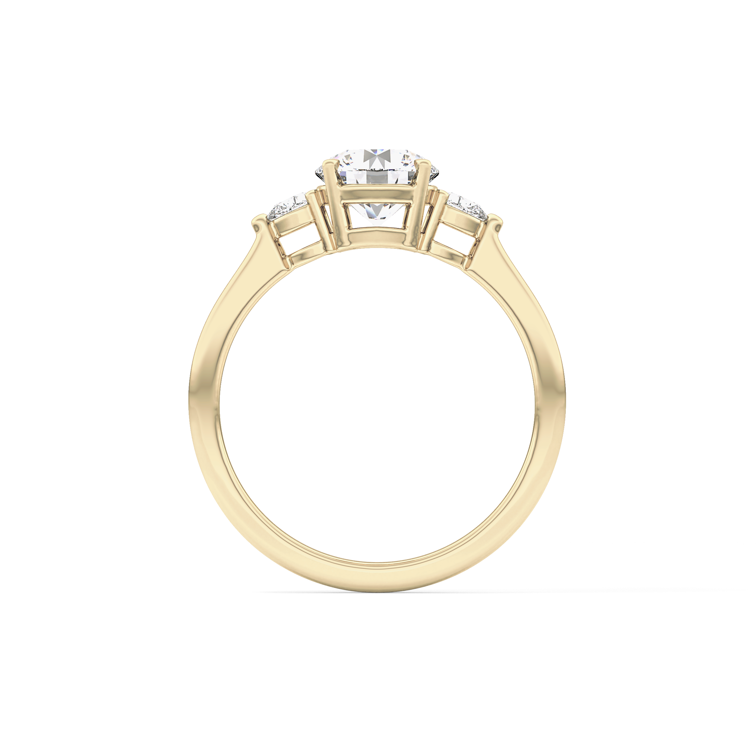 Round Cut 1.03 Carat Moissanite Ring – Three Stones Setting in Gold