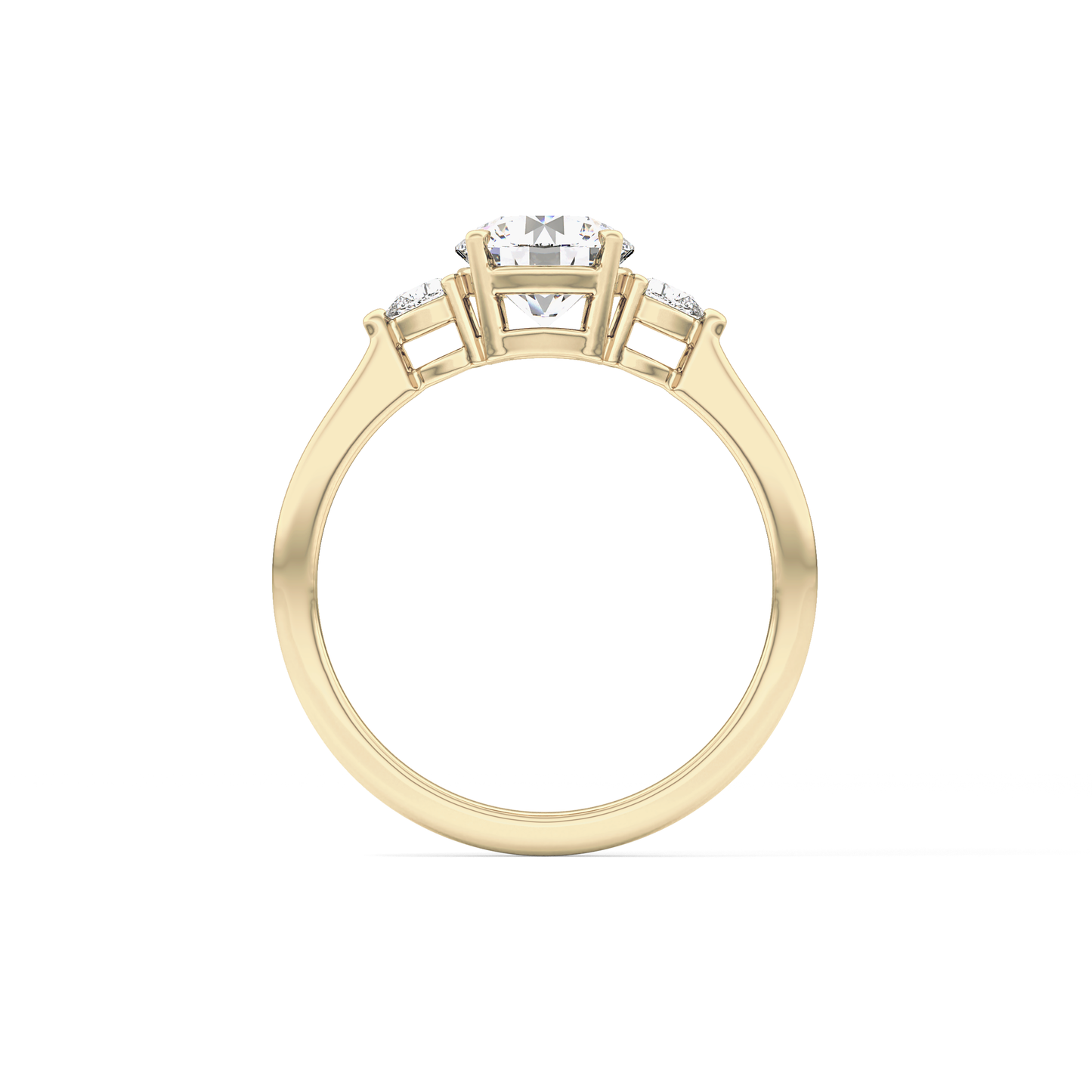 Round Cut 1.03 Carat Moissanite Ring – Three Stones Setting in Gold