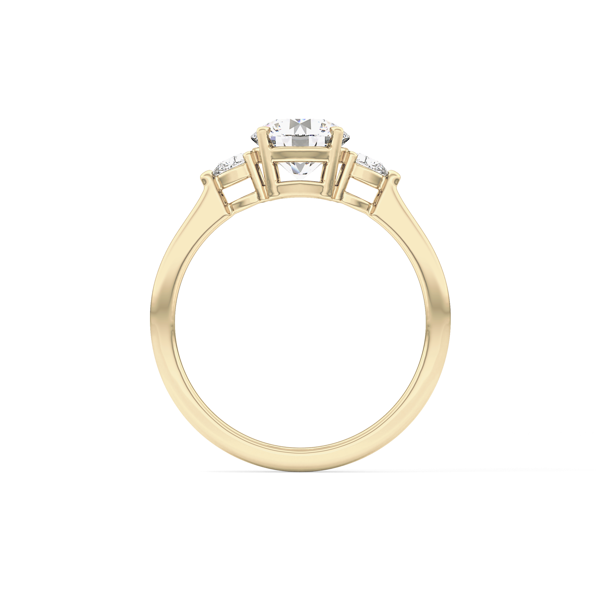 Round Cut 1.03 Carat Moissanite Ring – Three Stones Setting in Gold