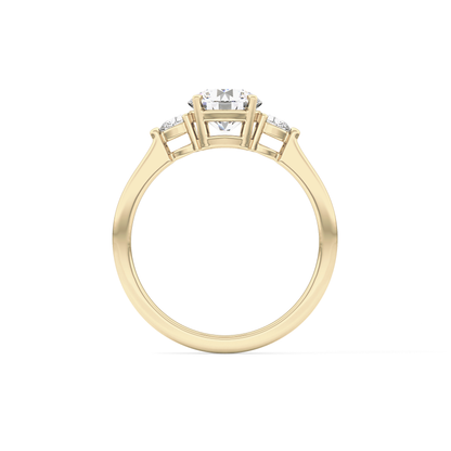 Round Cut 1.03 Carat Moissanite Ring – Three Stones Setting in Gold