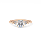 Round Cut 1.03 Carat Moissanite Ring – Three Stones Setting in Gold