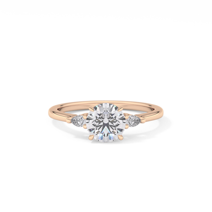 Round Cut 1.03 Carat Moissanite Ring – Three Stones Setting in Gold